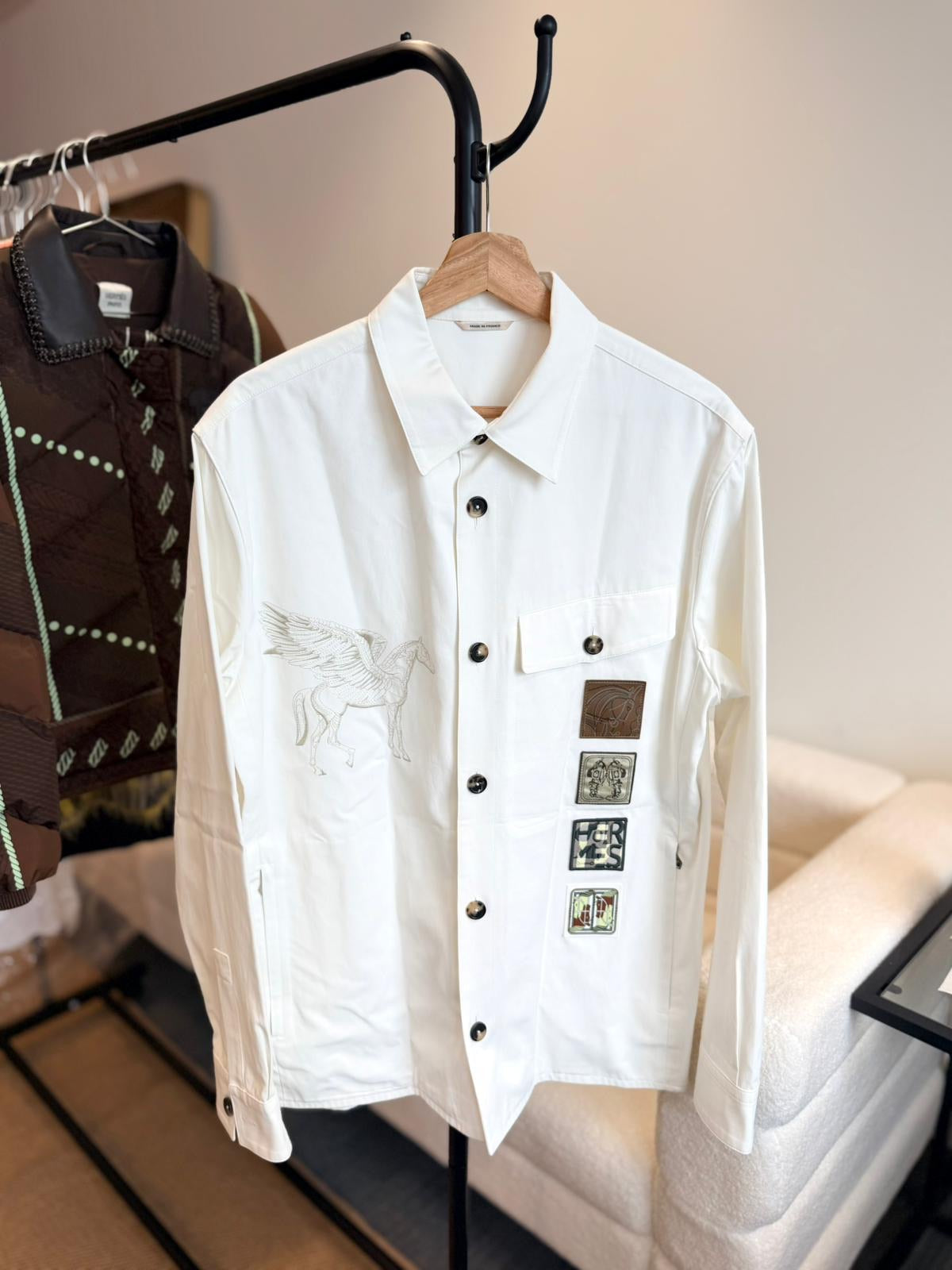 HERMES Hermès Icones au Carre straight cut jacket size 50