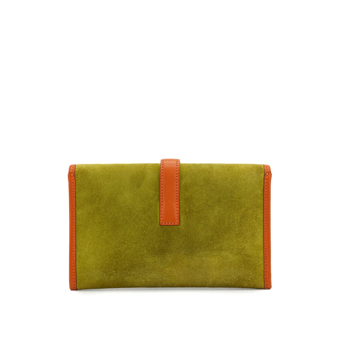 HERMES HERMES JIGE MINI ANIS GREEN ORANGE DEBRIS CLUTCH BAG 2006 SQUARE J 90326664