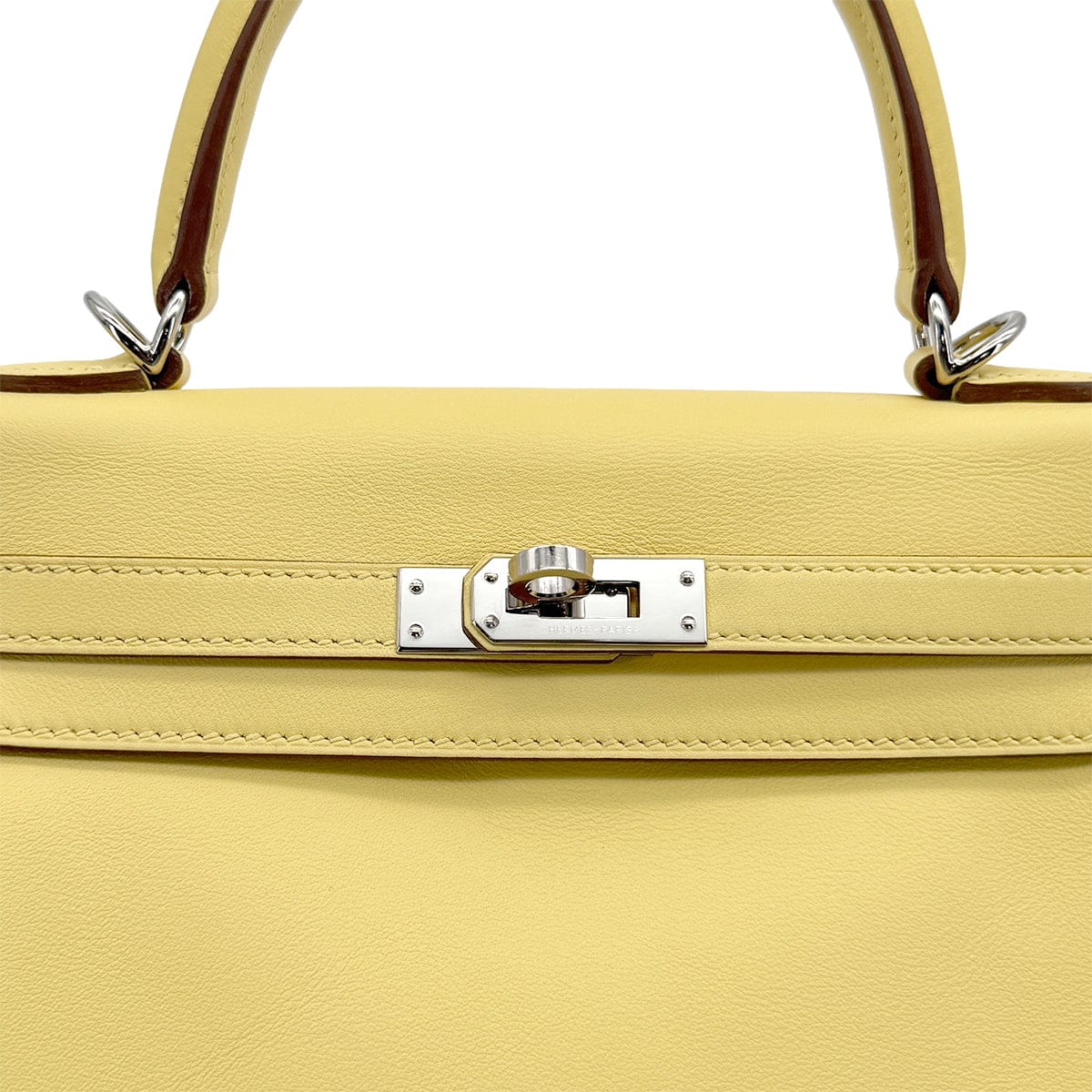HERMES HERMES KELLY 25 RETOURNE JAUNE POUSSIN VEAU SWIFT HAND SHOULDER BAG 2021 Z PALLADIUM HARDWARE 90310259