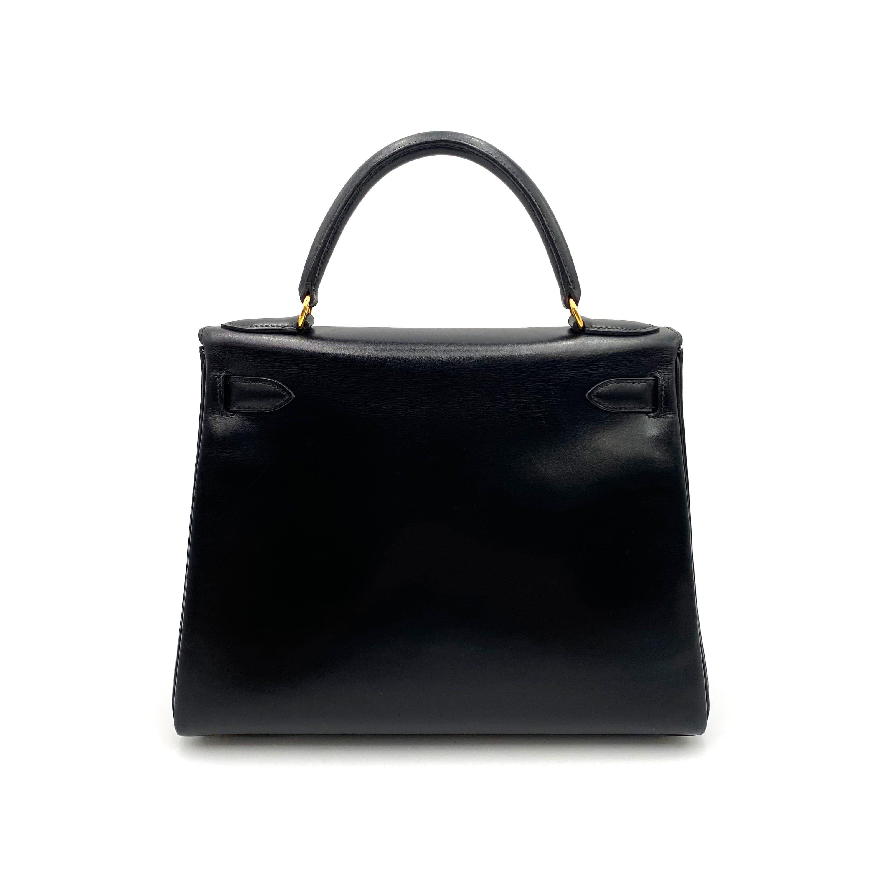 Hermès HERMES KELLY 28 RETOURNE BLACK BOXCALF HAND SHOULDER BAG 〇Z GHW 90230701