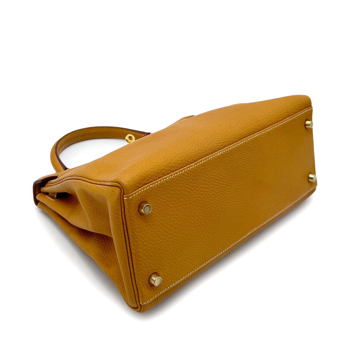 Hermes HERMES KELLY 28 RETOURNE NATURAL FJORD HAND SHOULDER BAG □C GHW 90269179