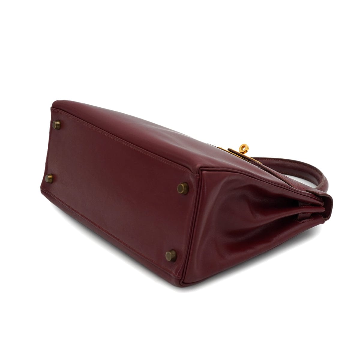 HERMES HERMES KELLY 28 RETOURNE ROUGE H BOXCALF HAND SHOULDER BAG 1991 CIRCLE U GOLD HARDWARE 90326657