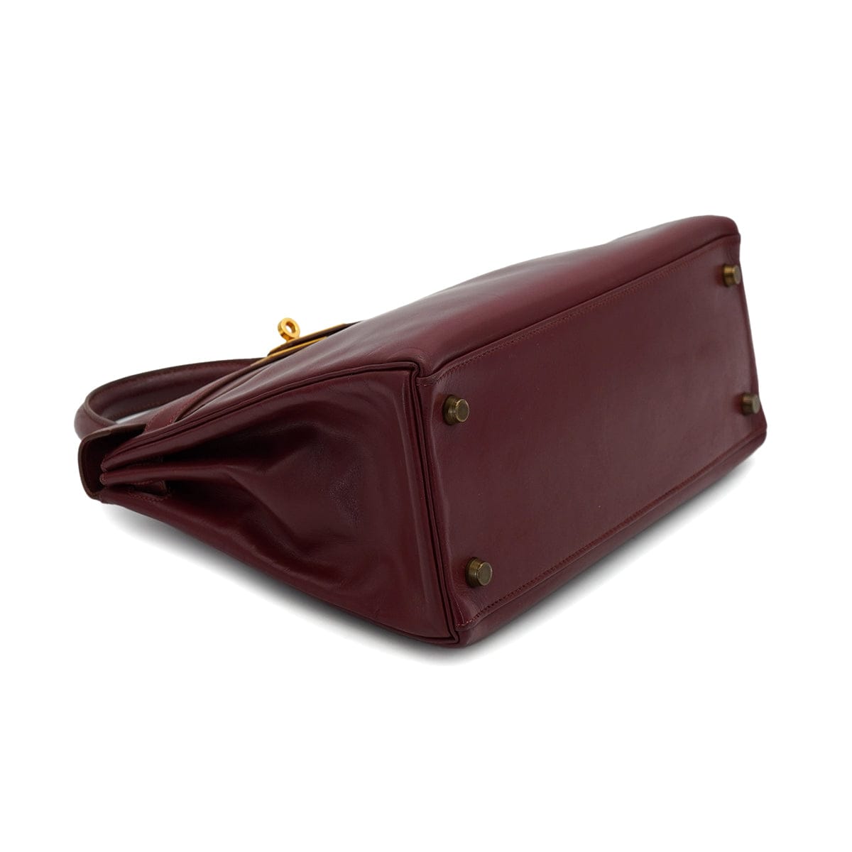 HERMES HERMES KELLY 28 RETOURNE ROUGE H BOXCALF HAND SHOULDER BAG 1991 CIRCLE U GOLD HARDWARE 90326657