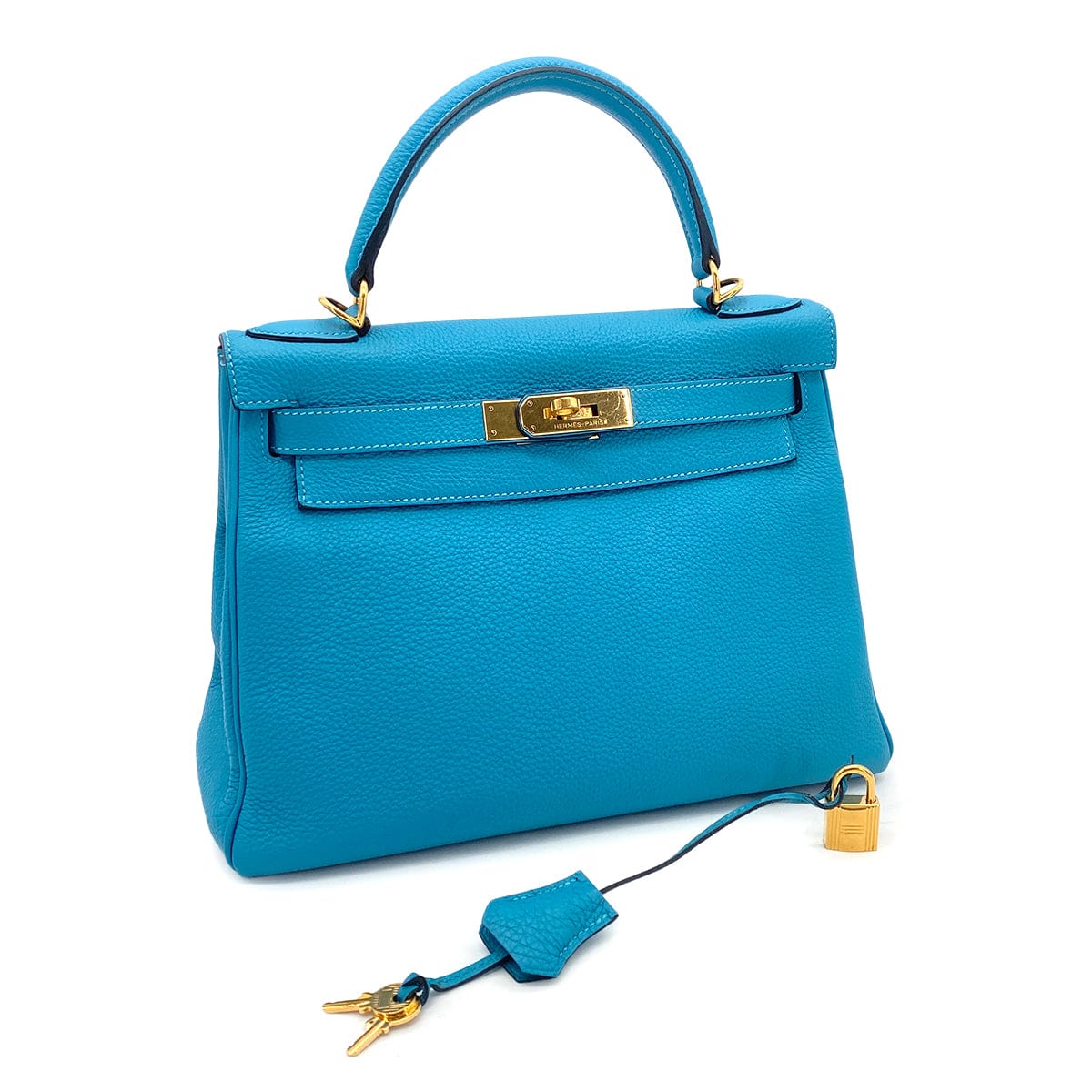 Hermes HERMES KELLY 28 RETOURNE TURQUOISE TOGO HAND SHOULDER BAG □R GHW 90275976