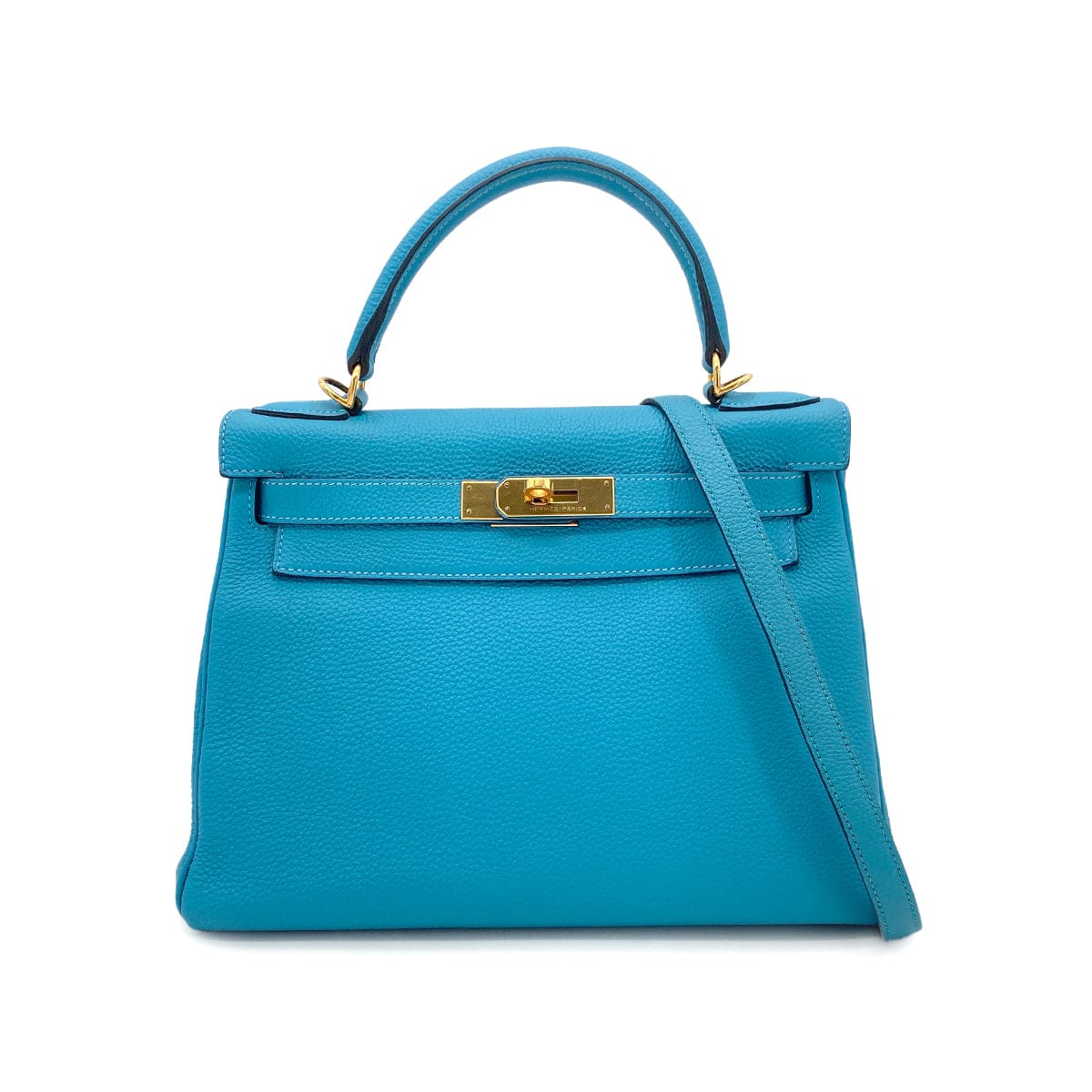 Hermes HERMES KELLY 28 RETOURNE TURQUOISE TOGO HAND SHOULDER BAG □R GHW 90275976