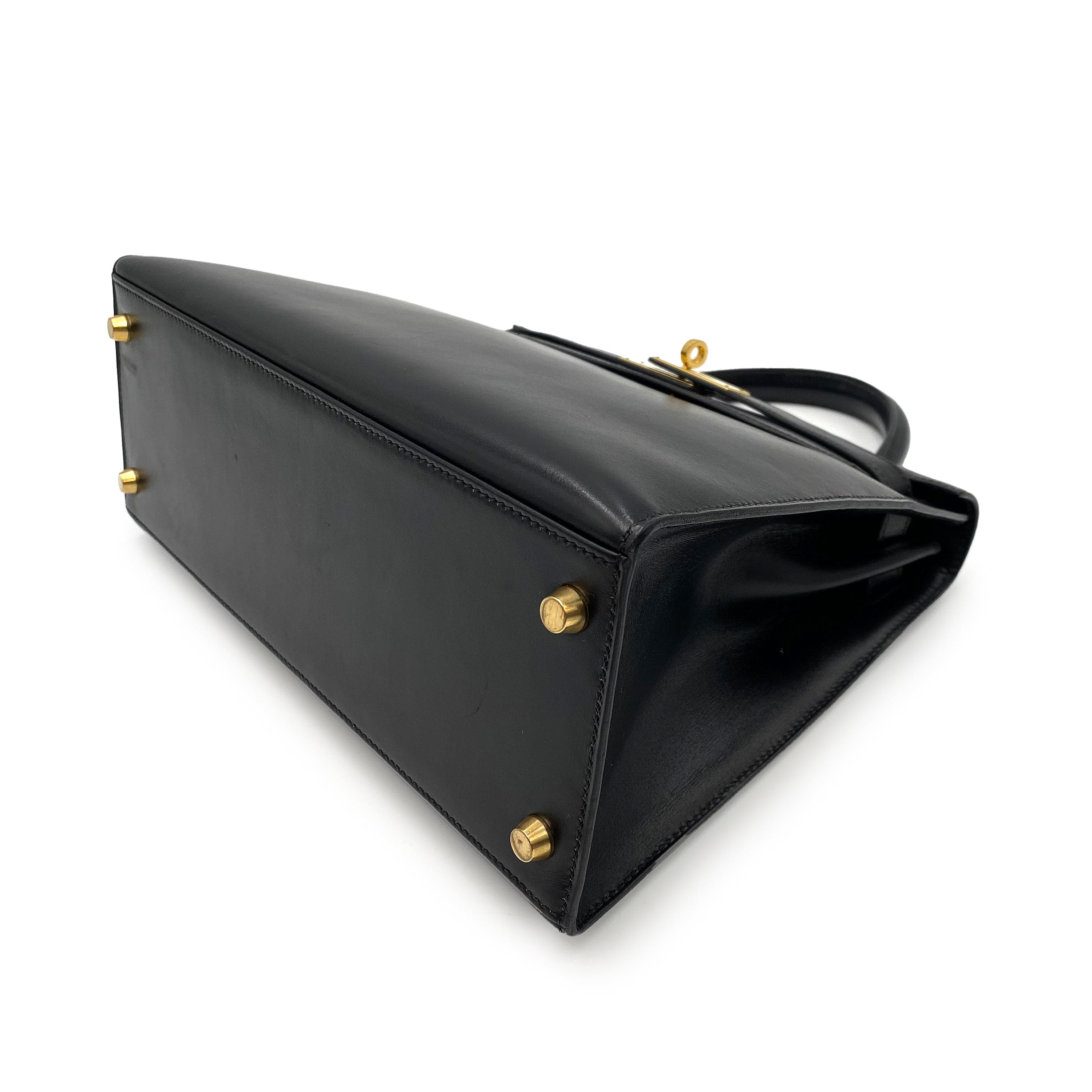 Hermès Hermes Kelly 28 Sellier Black Boxcalf GHW #D