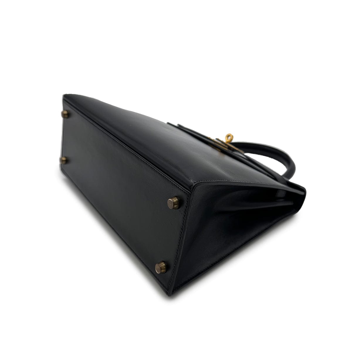 Hermes HERMES KELLY 28 SELLIER BLACK BOXCALF HAND SHOULDER BAG 〇U GHW 90306558