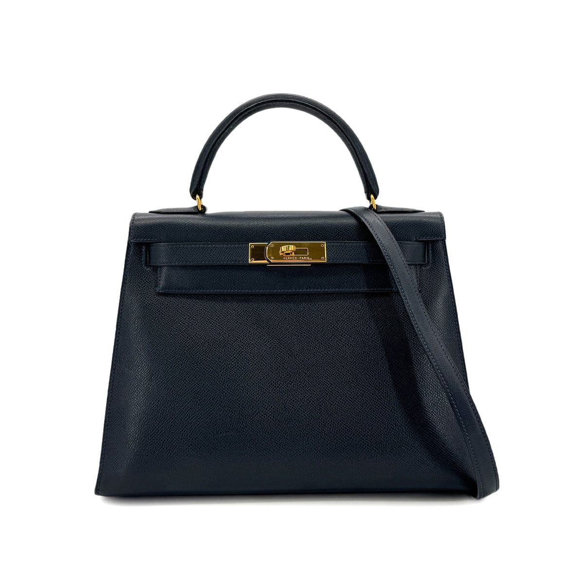 HERMES HERMES KELLY 28 SELLIER BLUE INDIGO COUCHEVEL HAND SHOULDER BAG 〇U GHW 90300026