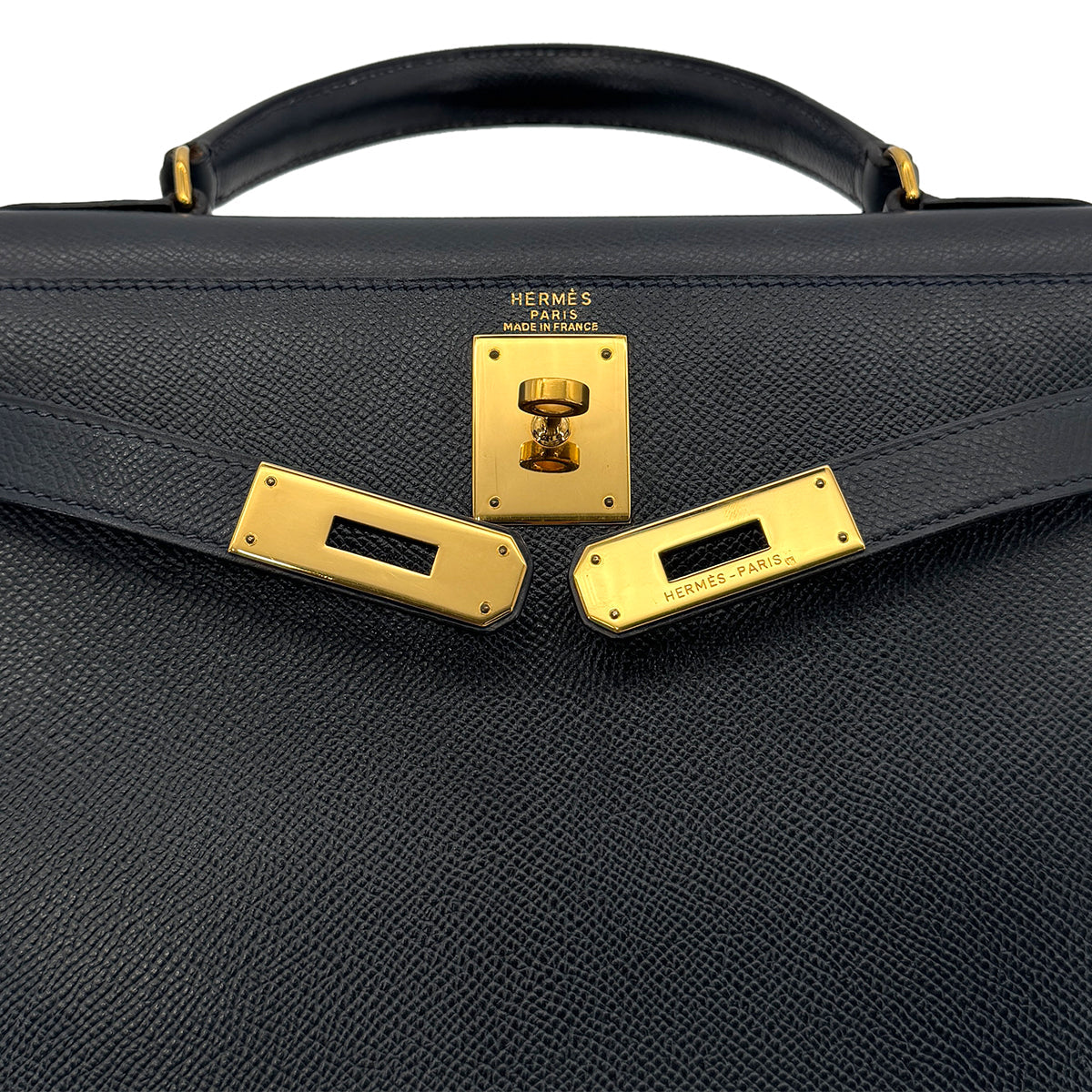 HERMES HERMES KELLY 28 SELLIER BLUE INDIGO COUCHEVEL HAND SHOULDER BAG 〇U GHW 90300026