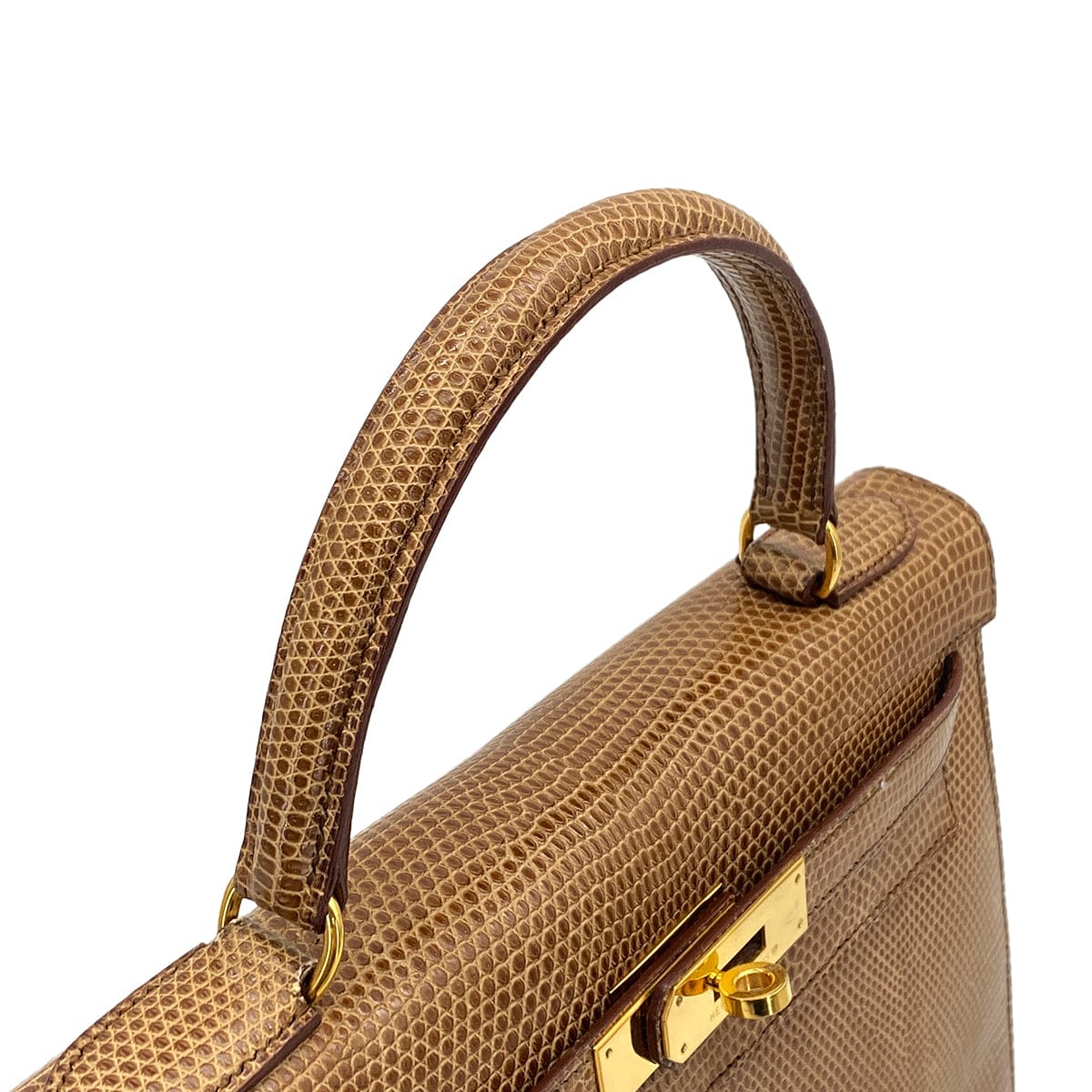 HERMES HERMES KELLY 28 SELLIER BROWN  LIZARD HAND SHOULDER BAG 1995 CIRCLE Y GOLD HARDWARE 90325605