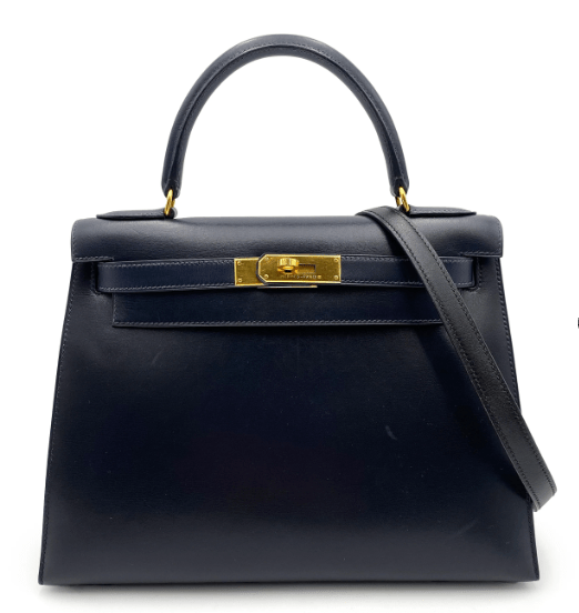 Hermès Hermes Kelly 28 Sellier Navy Boxcalf GHW #A