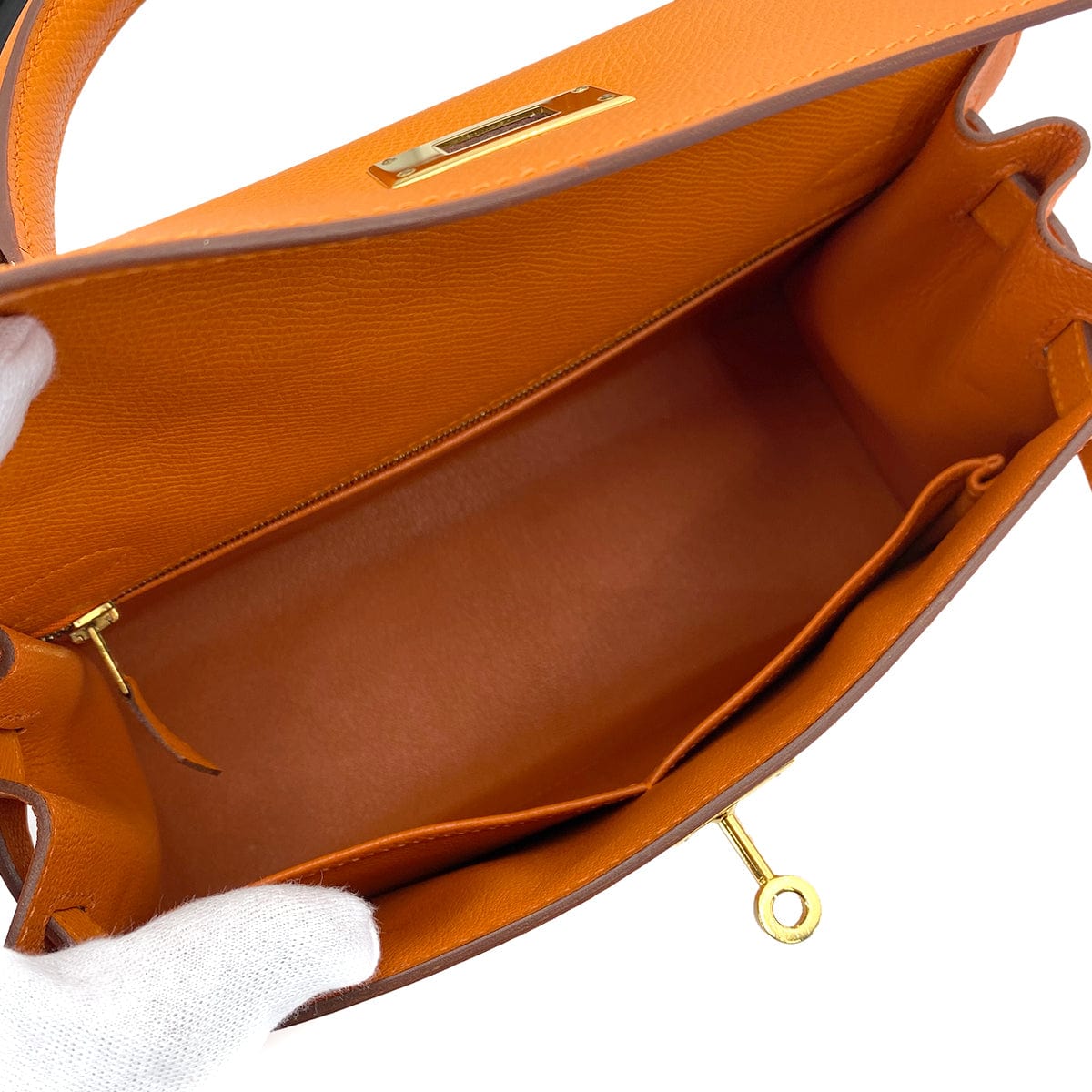 HERMES HERMES KELLY 28 SELLIER ORANGE EPSOM GHW #M 90249019