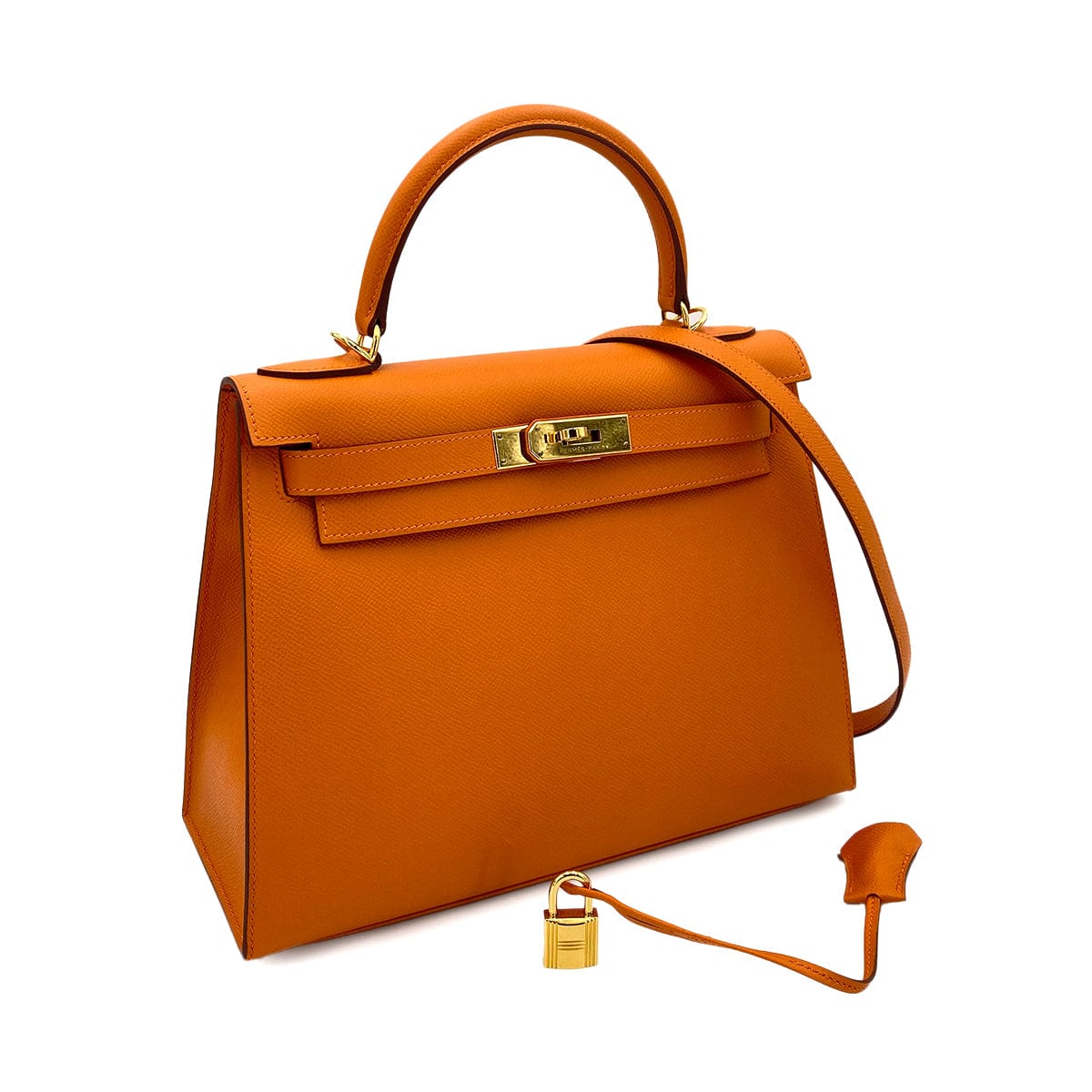 HERMES HERMES KELLY 28 SELLIER ORANGE EPSOM GHW #M 90249019