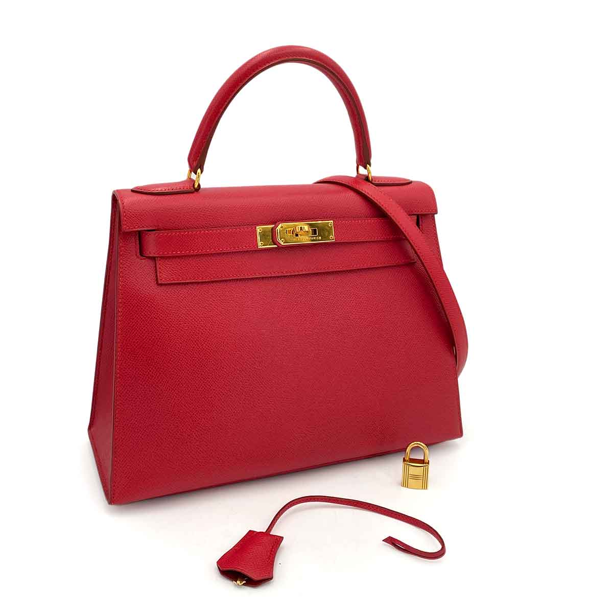 Hermès HERMES KELLY 28 SELLIER ROUGE VIF COUCHEVEL HAND BAG 〇Z 90246312