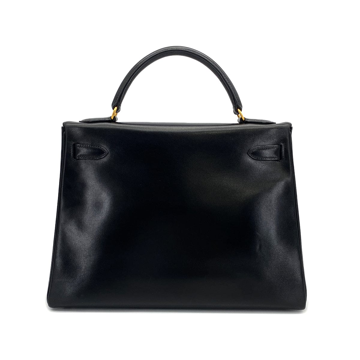HERMES HERMES KELLY 32 RETOURNE BLACK BOXCALF HAND SHOULDER BAG 1993 CIRCLE W GOLD HARDWARE 90308965
