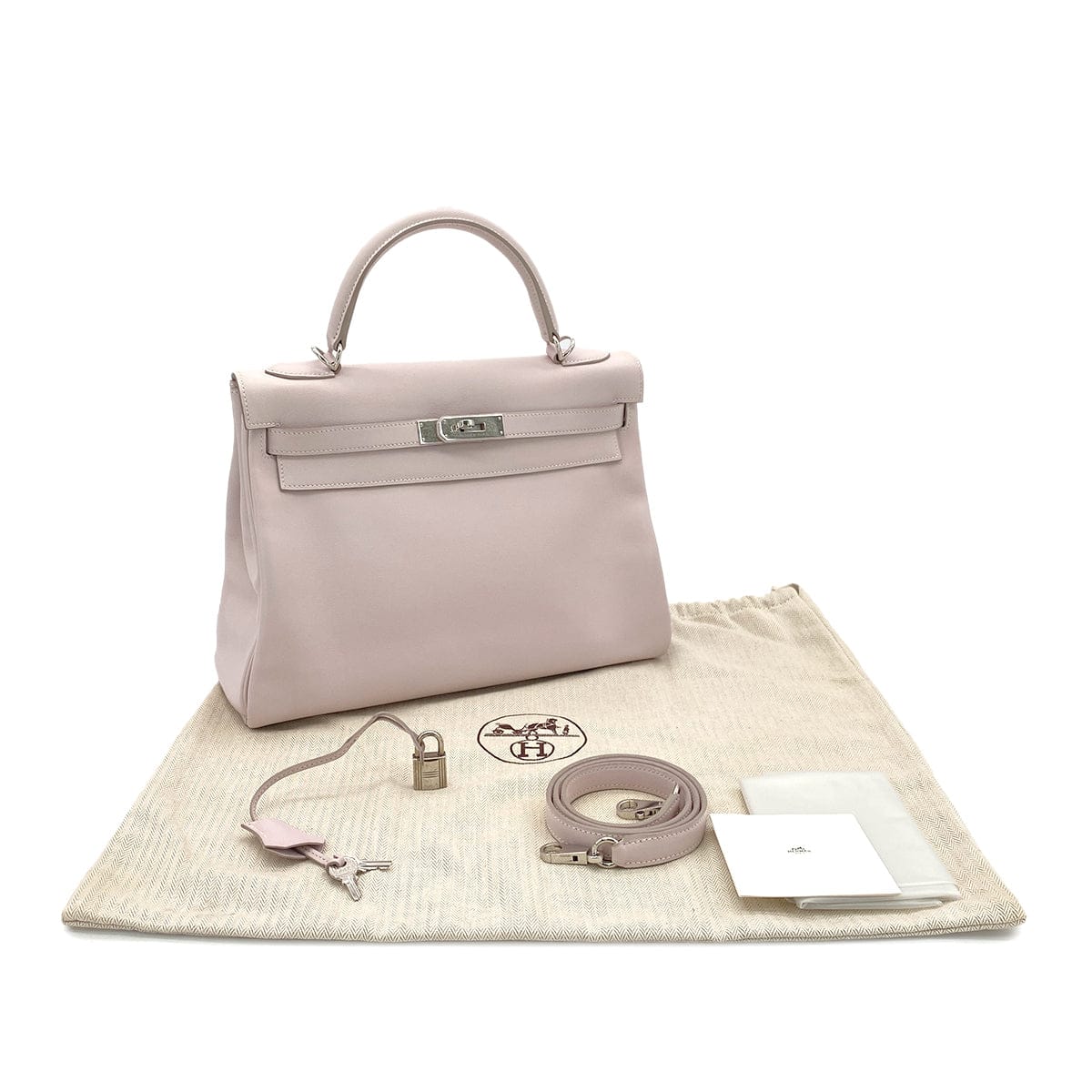 HERMES HERMES KELLY 32 RETOURNE ROSE DRAGEE SWIFT HAND SHOULDER BAG □K SHW 90294971