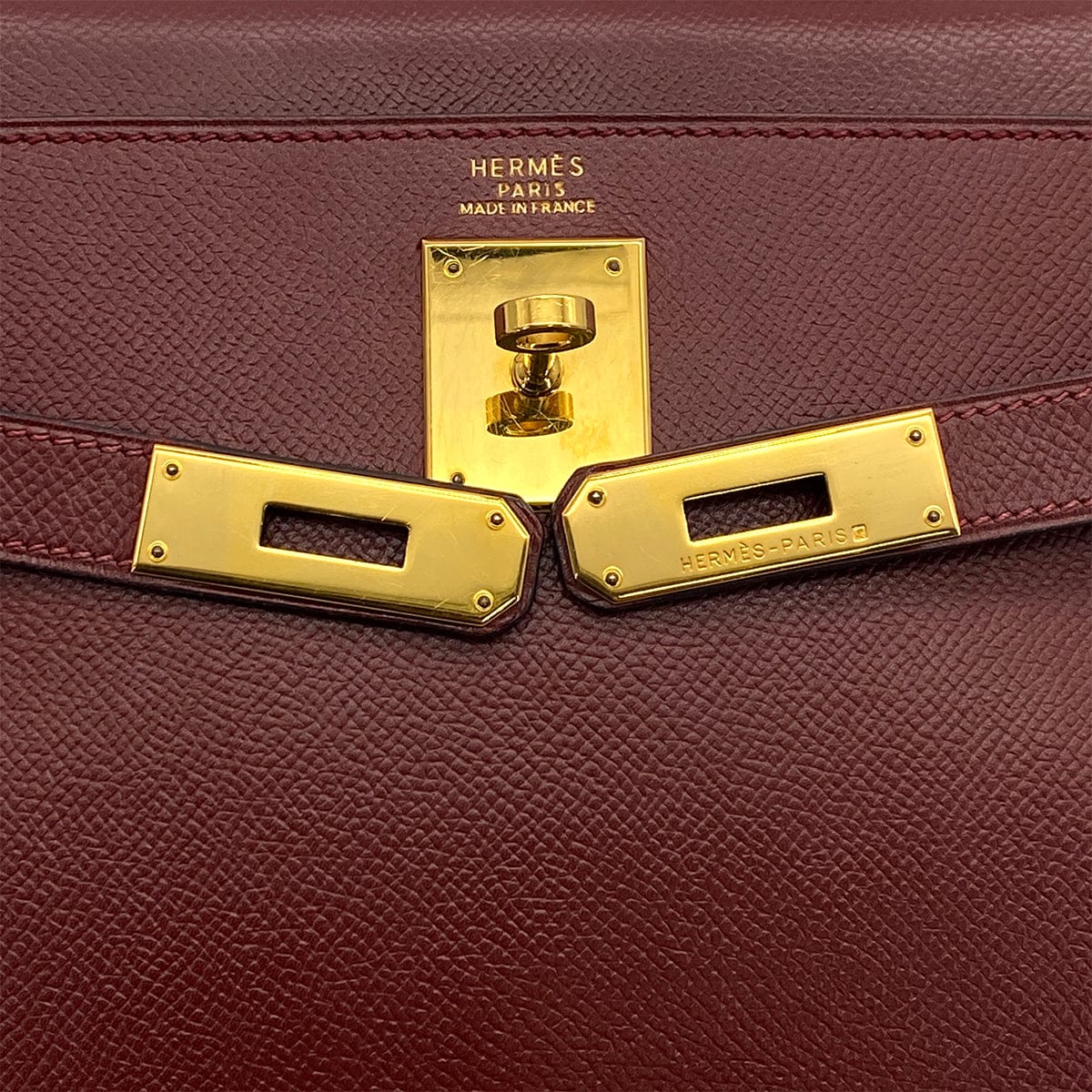 HERMES HERMES KELLY 32 RETOURNE ROUGE H COUCHEVEL HAND BAG 2000 SQUARE D GOLD HARDWARE 90308968