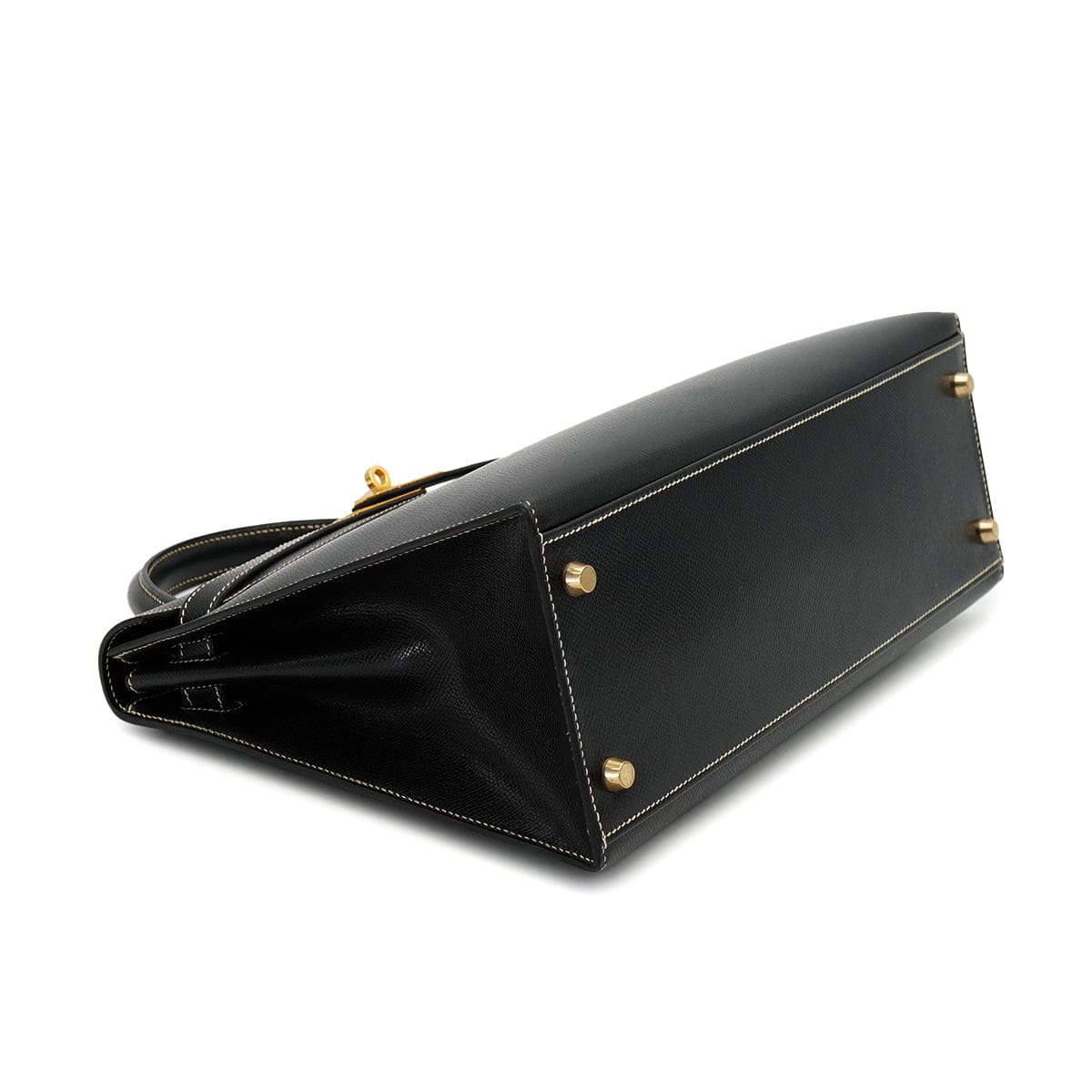 HERMES HERMES KELLY 32 SELLIER BLACK LISSE HAND SHOULDER BAG 2001 SQUARE E GOLD HARDWARE 90325808