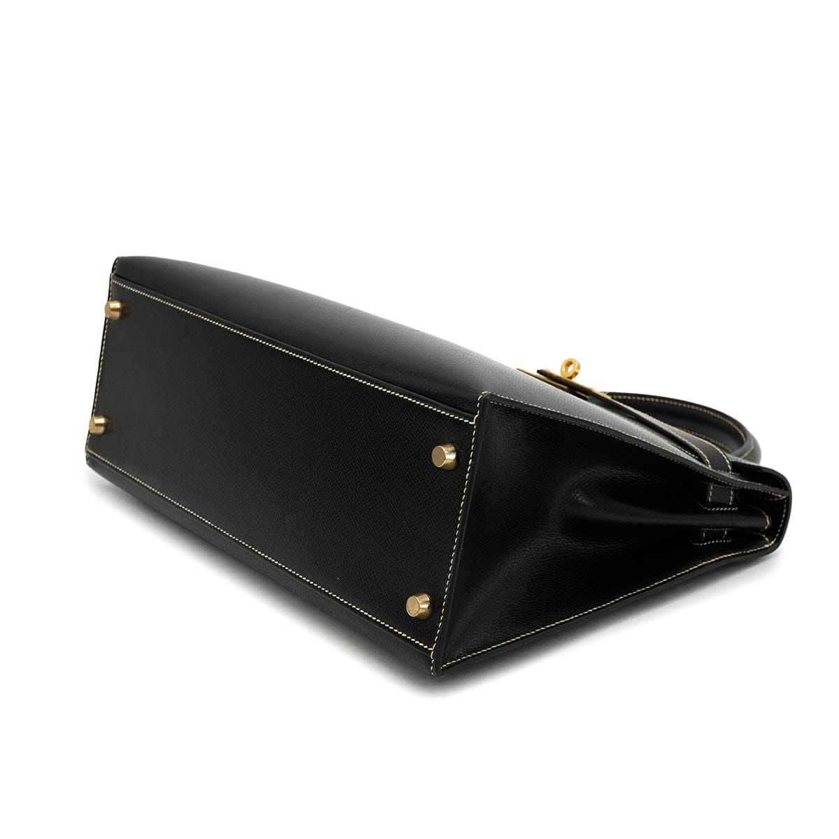 HERMES HERMES KELLY 32 SELLIER BLACK LISSE HAND SHOULDER BAG 2001 SQUARE E GOLD HARDWARE 90325808