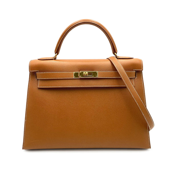 Hermès Hermes Kelly 32 Sellier Gold Courchevel GHW #A