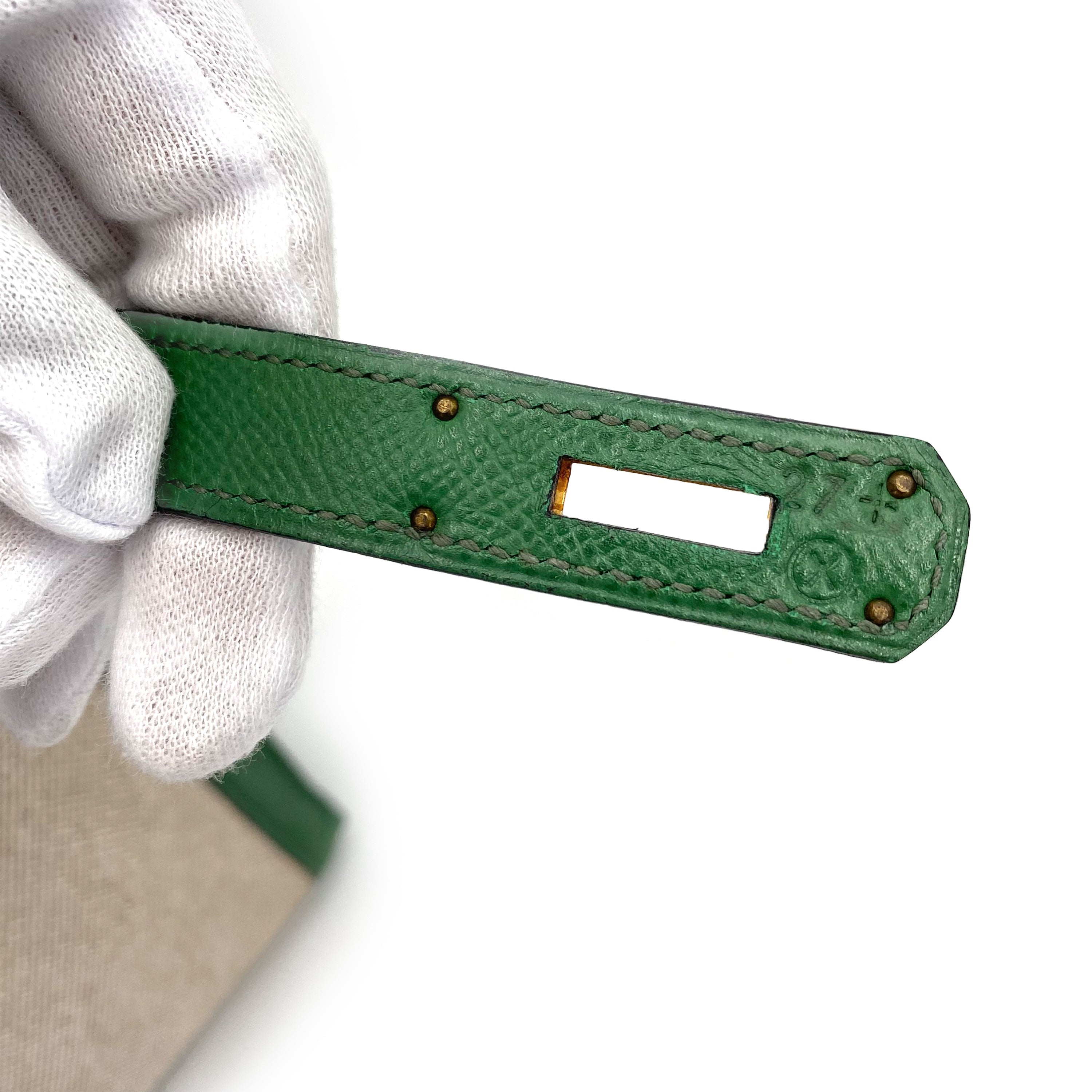 Hermes HERMES KELLY 32 SELLIER GREEN COUCHVEL TOILE H HAND SHOULDER BAG 〇X 90239777