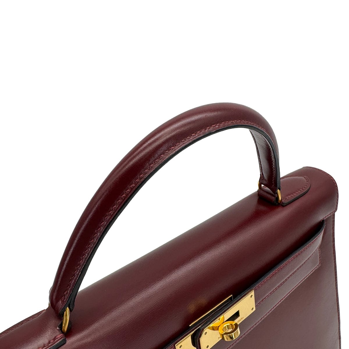 HERMES HERMES KELLY 32 SELLIER ROUGE H BOXCALF HAND BAG 1988 CIRCLE R GOLD HARDWARE 90325606