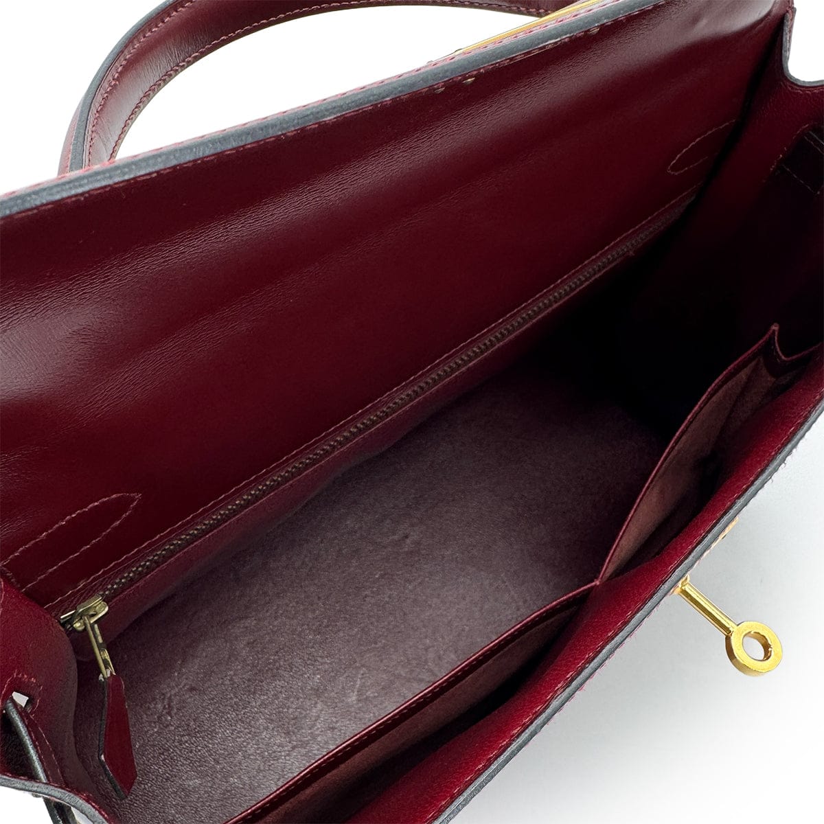 HERMES HERMES KELLY 32 SELLIER ROUGE H BOXCALF HAND BAG 1988 CIRCLE R GOLD HARDWARE 90325606
