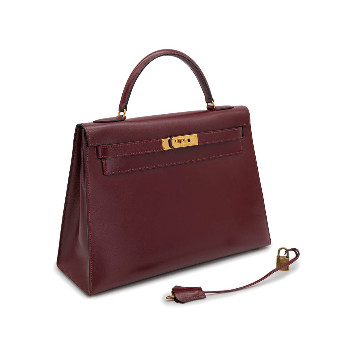 HERMES HERMES KELLY 32 SELLIER ROUGE H BOXCALF HAND BAG 1988 CIRCLE R GOLD HARDWARE 90325606