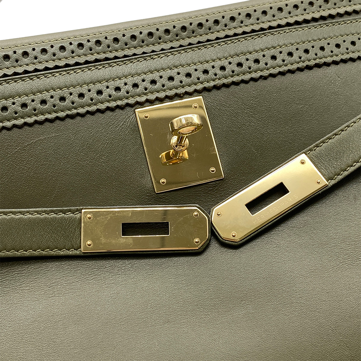 Hermes HERMES KELLY 35 GHILLIES VERT VERONESE TADELAKT HAND SHOULDER BAG □O GHW 90267414