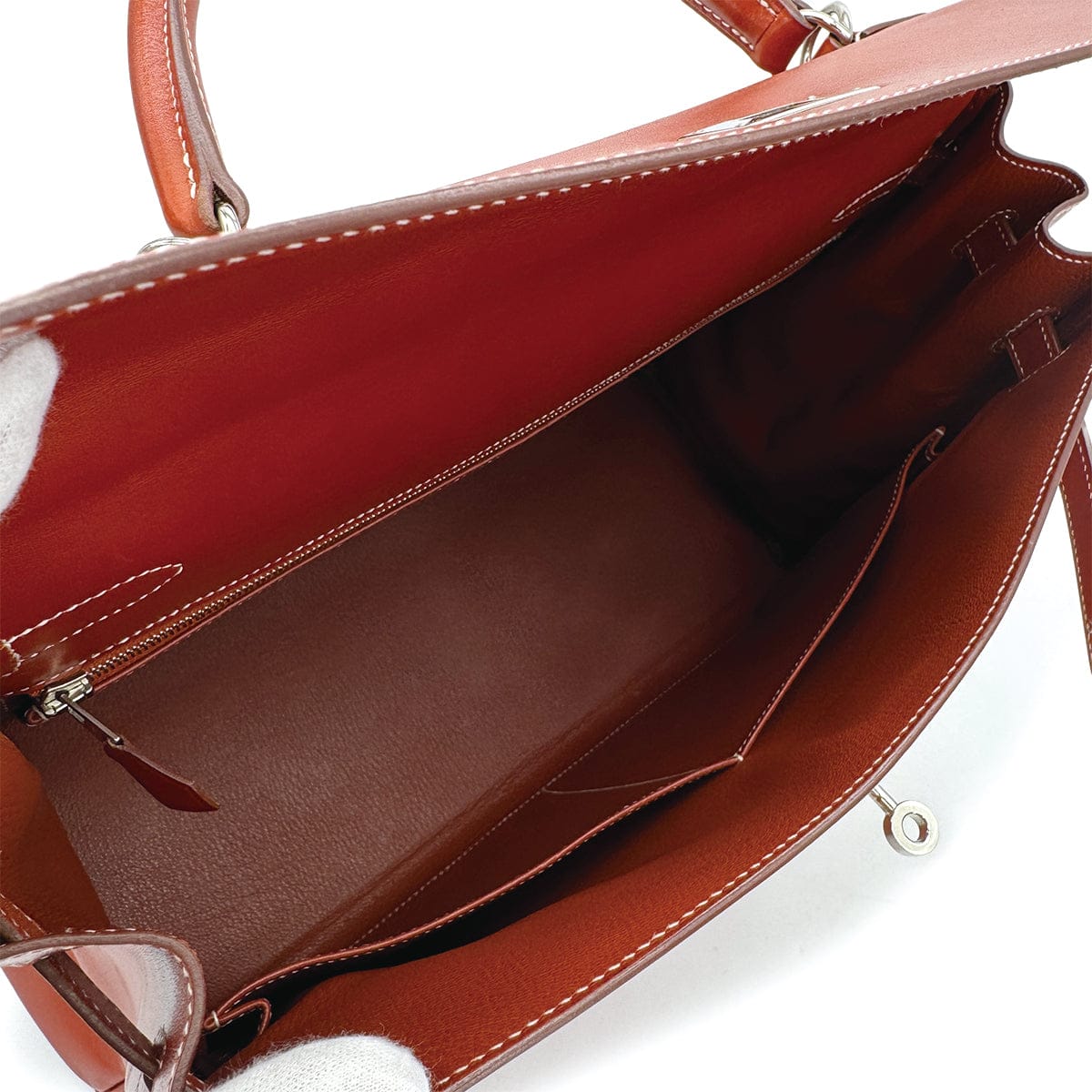 HERMES HERMES KELLY 35 RETOURNE BRICK BOXCALF HAND SHOULDER BAG 2010 SQUARE N PALLADIUM HARDWARE 90310335