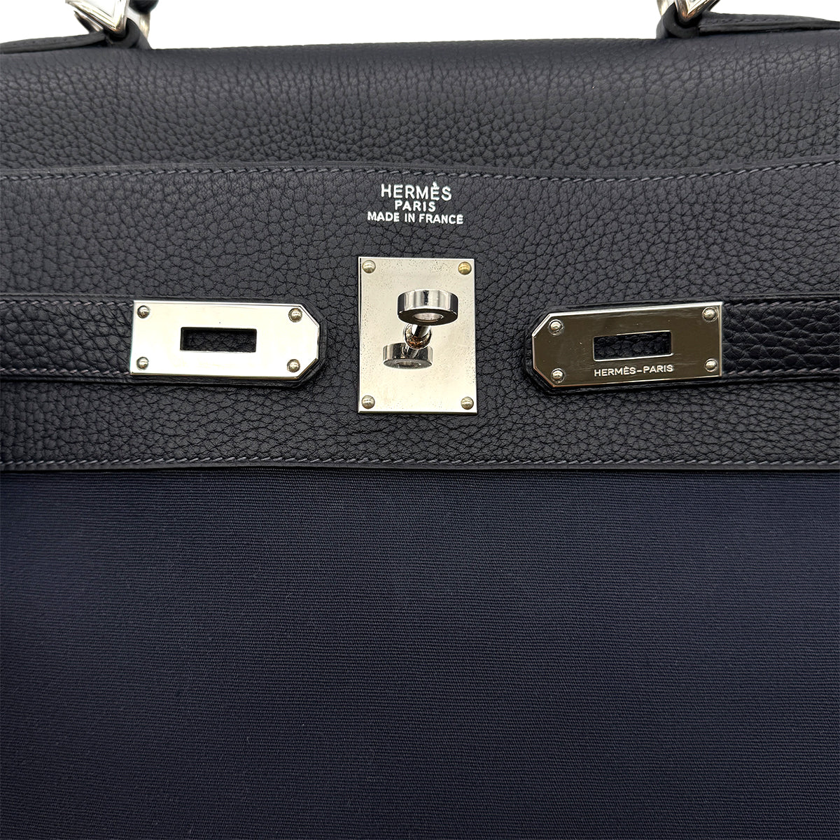 HERMES HERMES KELLY 50 RETOURNE BLUE MARINE TOGO TOILE OFFICIER HAND SHOULDER BAG □F SHW 90299345