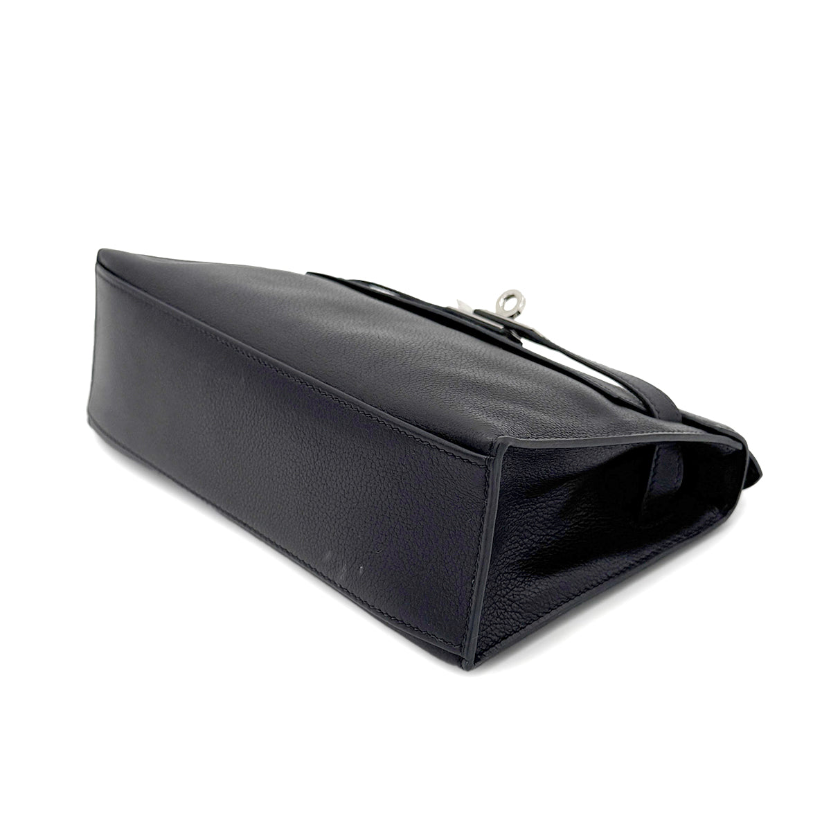 Hermès HERMES KELLY POCHETTE SELLIER BLACK EVERGRAIN HAND BAG □H PALLADIUM HARDWARE 90267766