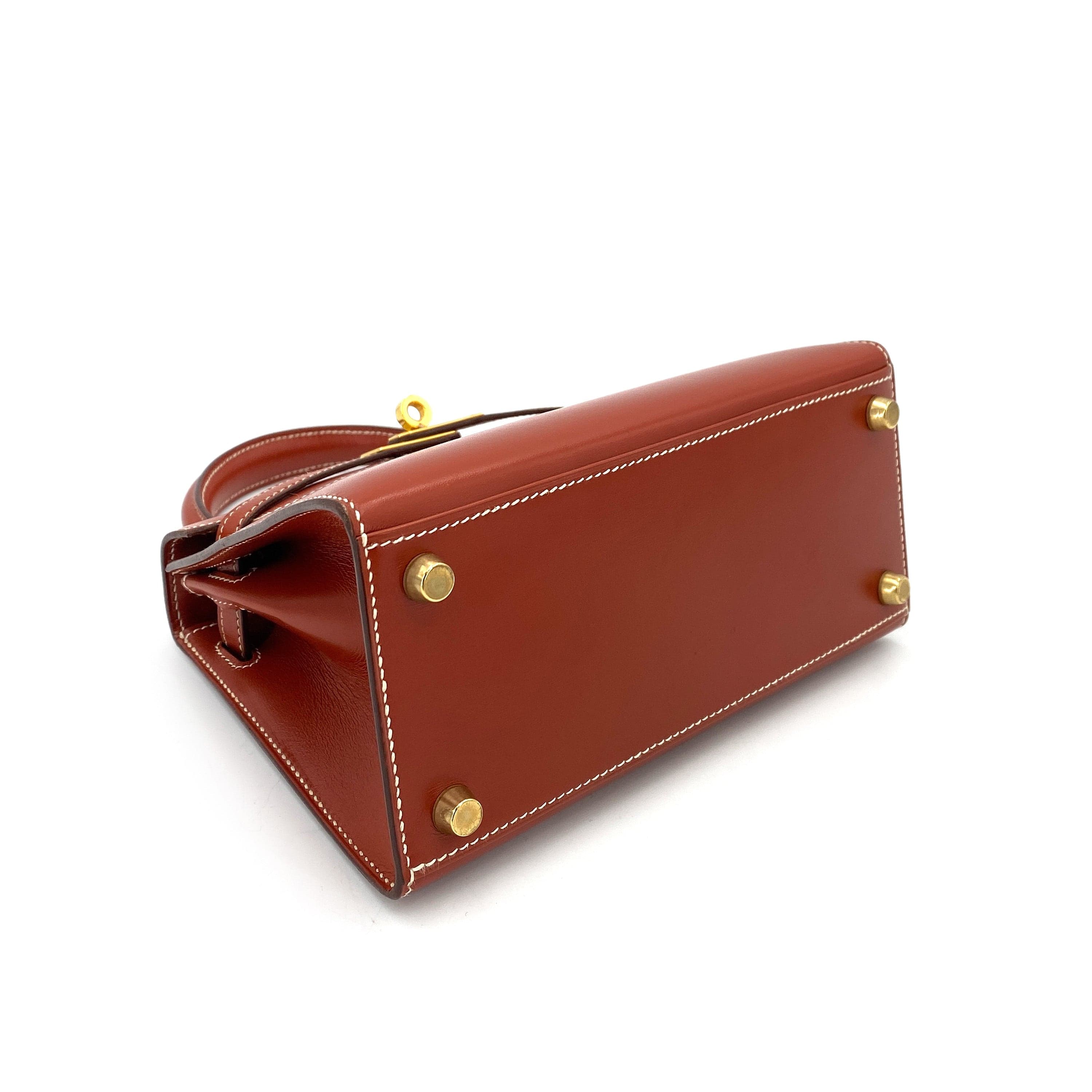 Hermes HERMES MINI KELLY 20 BRICK BOXCALF HAND SHOULDER BAG 〇W 90249068