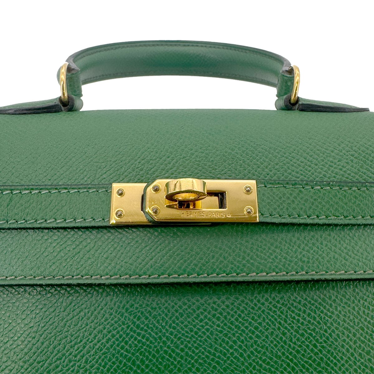 HERMES HERMES MINI KELLY 20 SELLIER GREEN COUCHEVEL SHOULDER BAG OY GHW 90239776