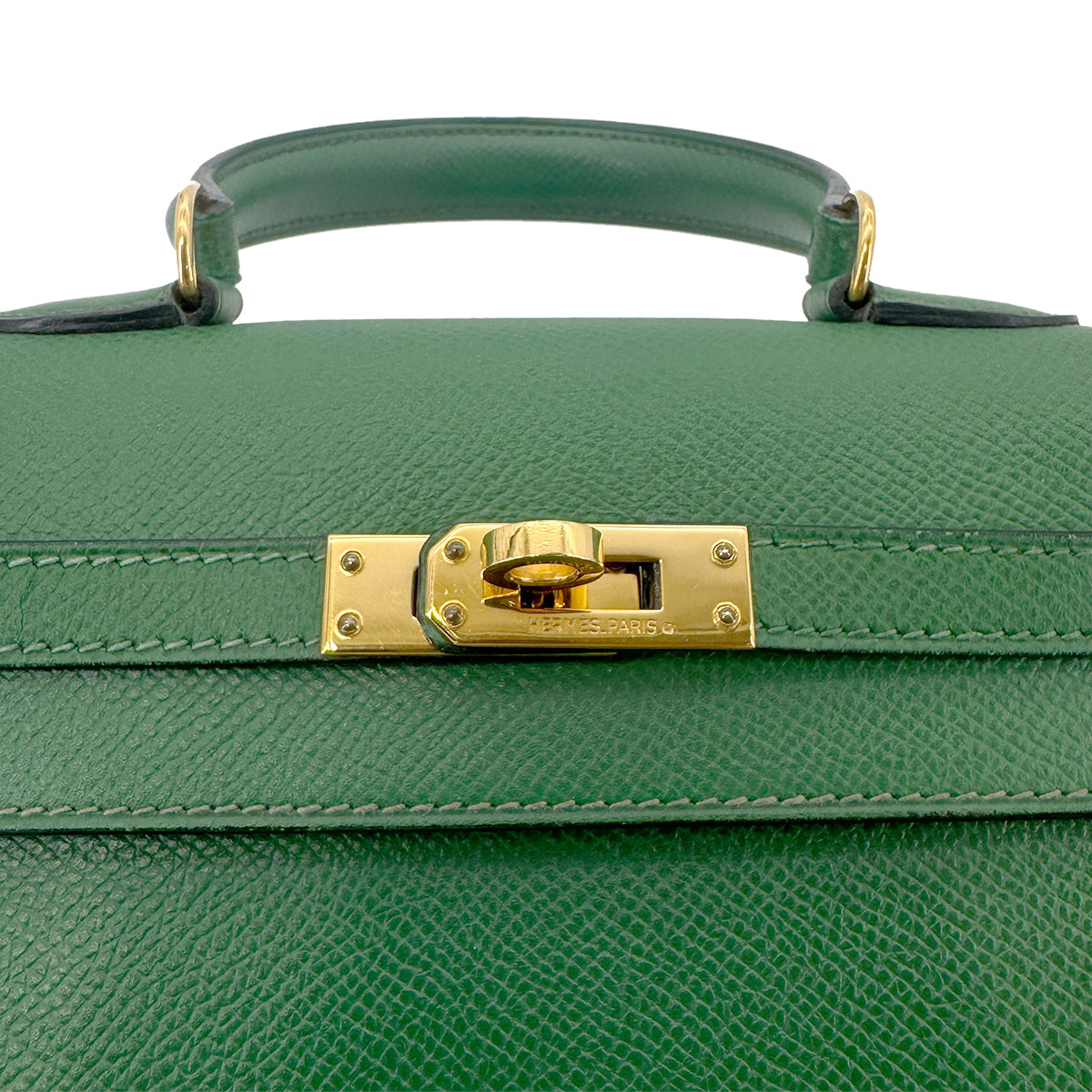 HERMES HERMES MINI KELLY 20 SELLIER GREEN COUCHEVEL SHOULDER BAG 〇Y GHW 90239776