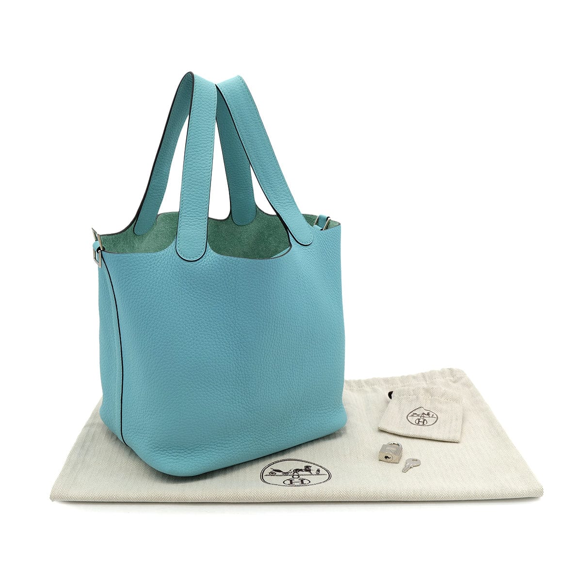 HERMES HERMES PICOTIN LOCK MM BLUE SAINT CYR TAURILLON CLEMENCE HAND BAG X SHW 90301729