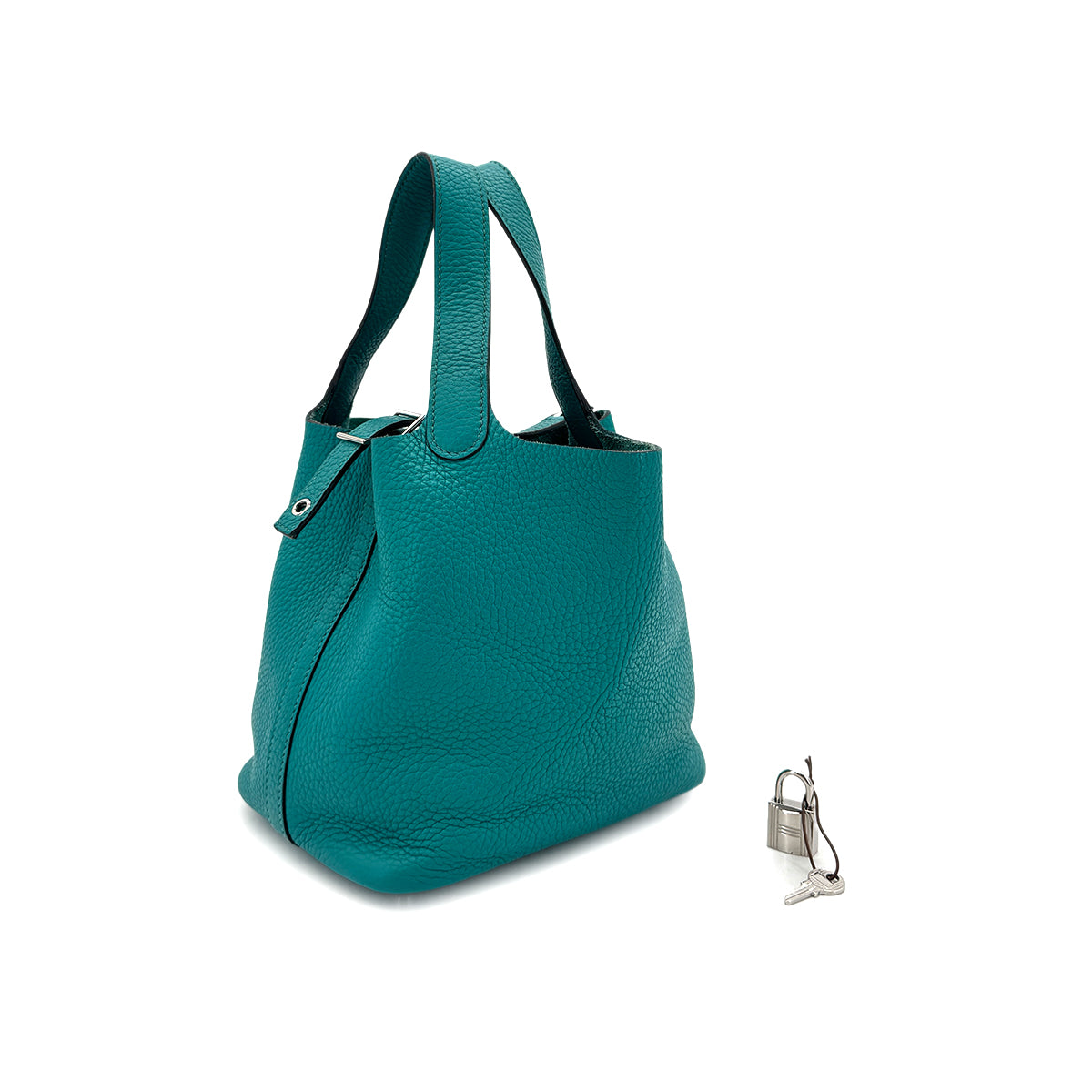 hermes HERMES PICOTIN LOCK PM BLUE PAON TAURILLON CLEMENCE HAND BAG X SHW 90295829