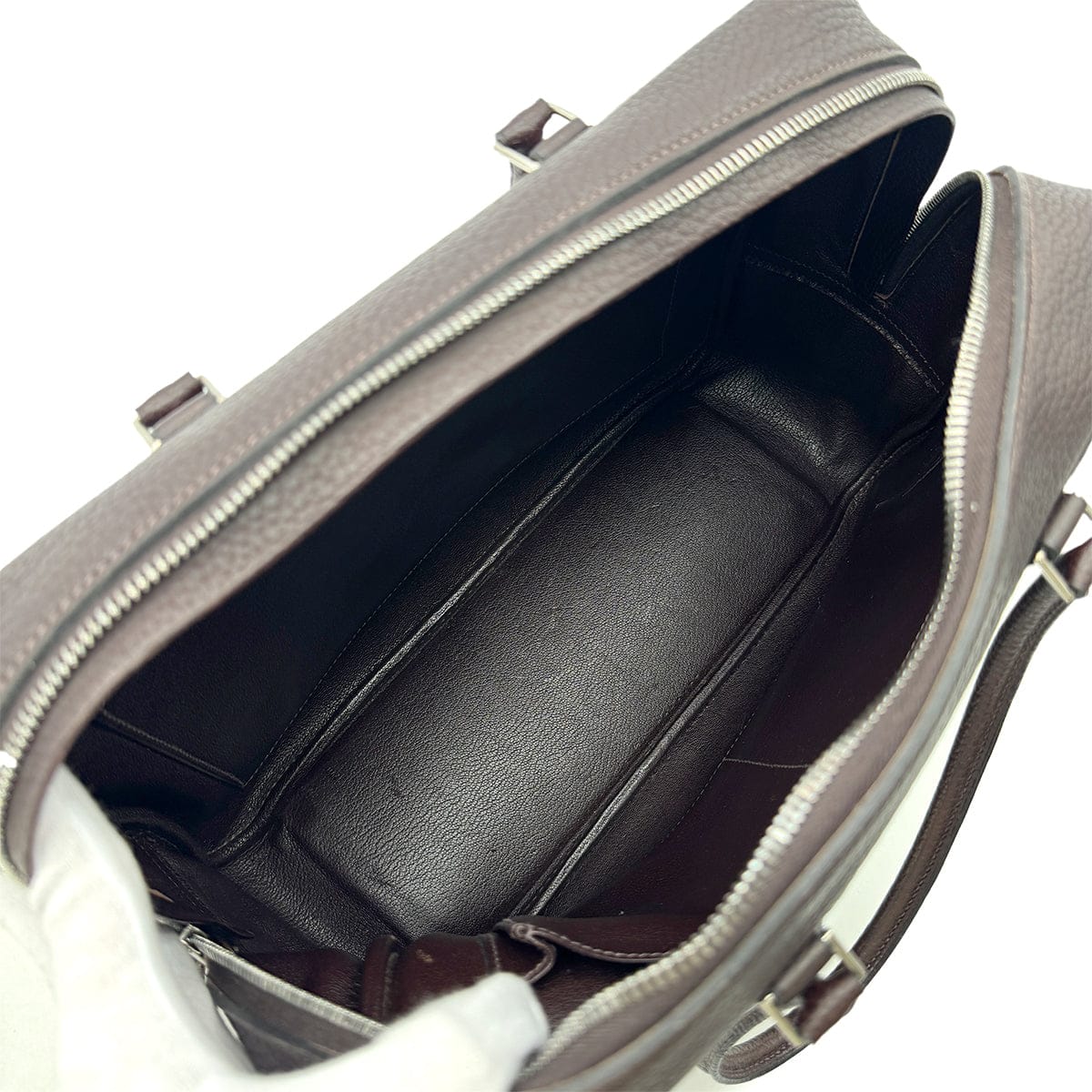 HERMES HERMES PLUME 32 CHOCOLAT FJORD HAND BAG □F PHW 90304763