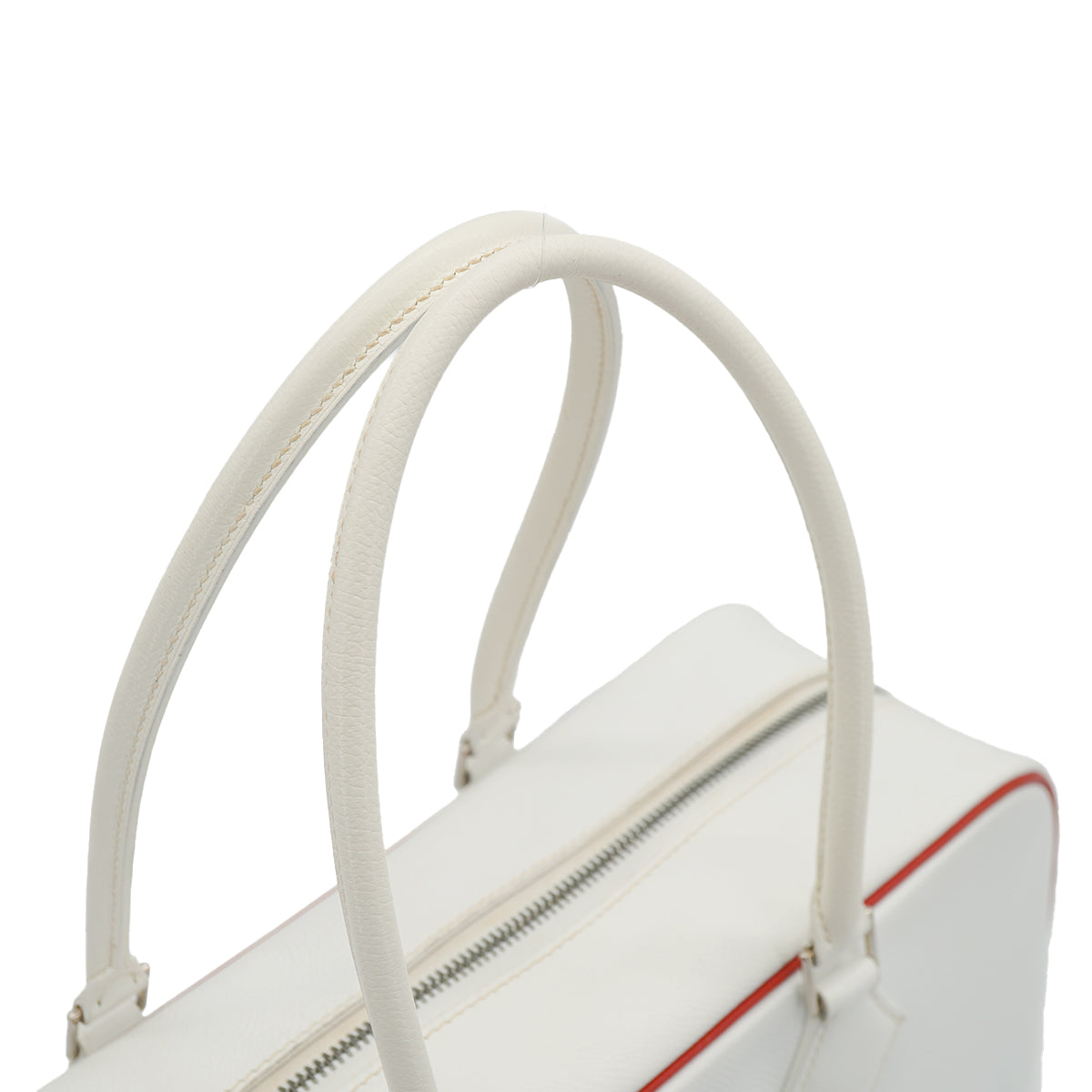 HERMES HERMES PLUME 32 WHITE ROUGE GARANCE VEAU EPSOM HAND BAG 2004 SQUARE H PALLADIUM HARDWARE 90326671