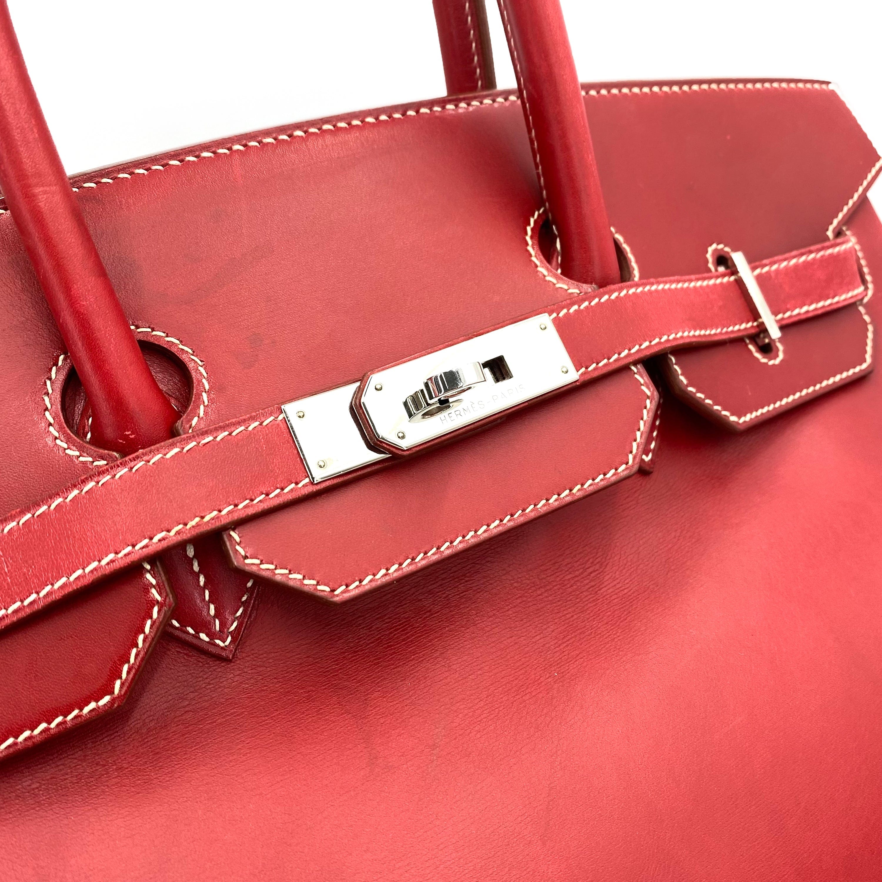 Hermes Hermès Vintage Hermès Birkin 35 Rouge Vif Boxcalf PHW #C 90241642