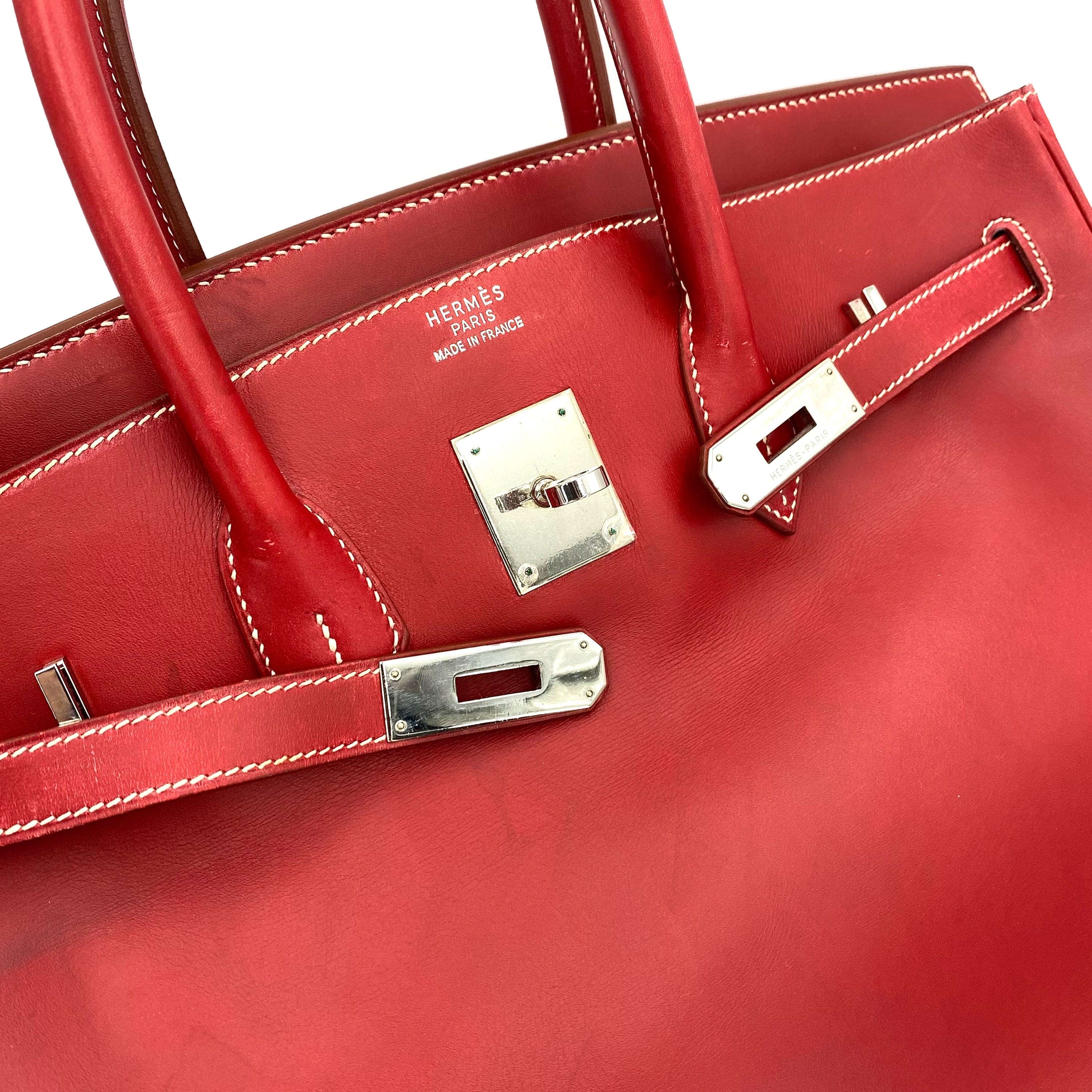 Hermes Hermès Vintage Hermès Birkin 35 Rouge Vif Boxcalf PHW #C 90241642