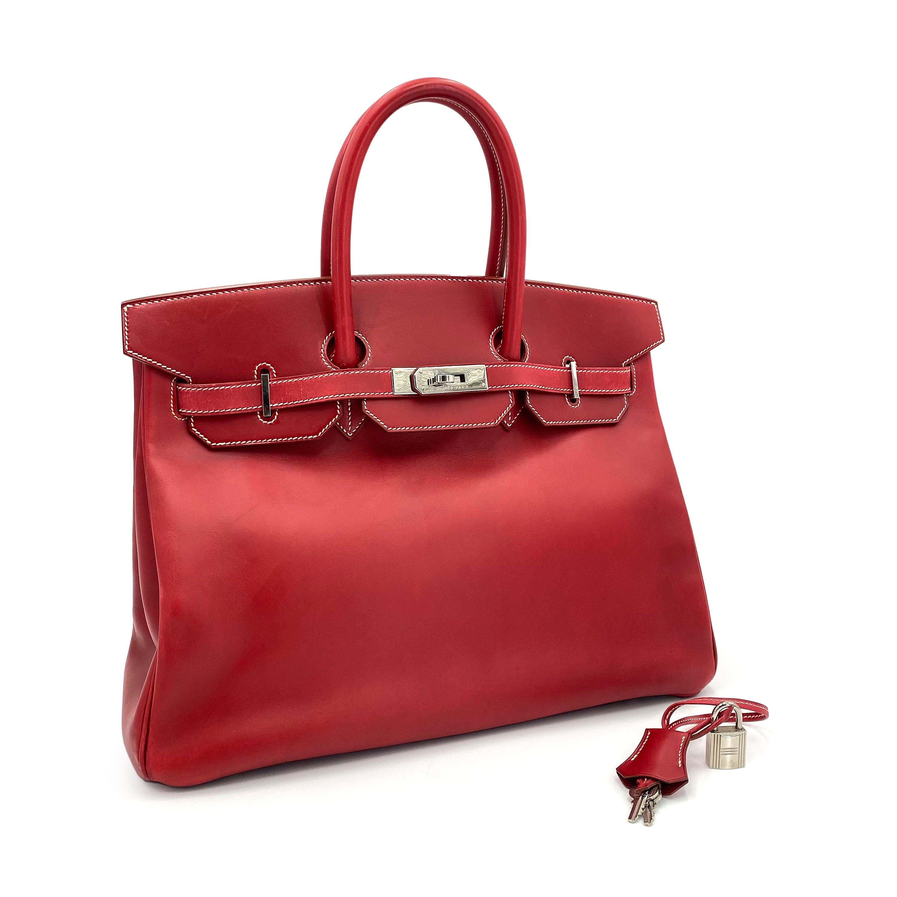 Hermes Hermès Vintage Hermès Birkin 35 Rouge Vif Boxcalf PHW #C 90241642