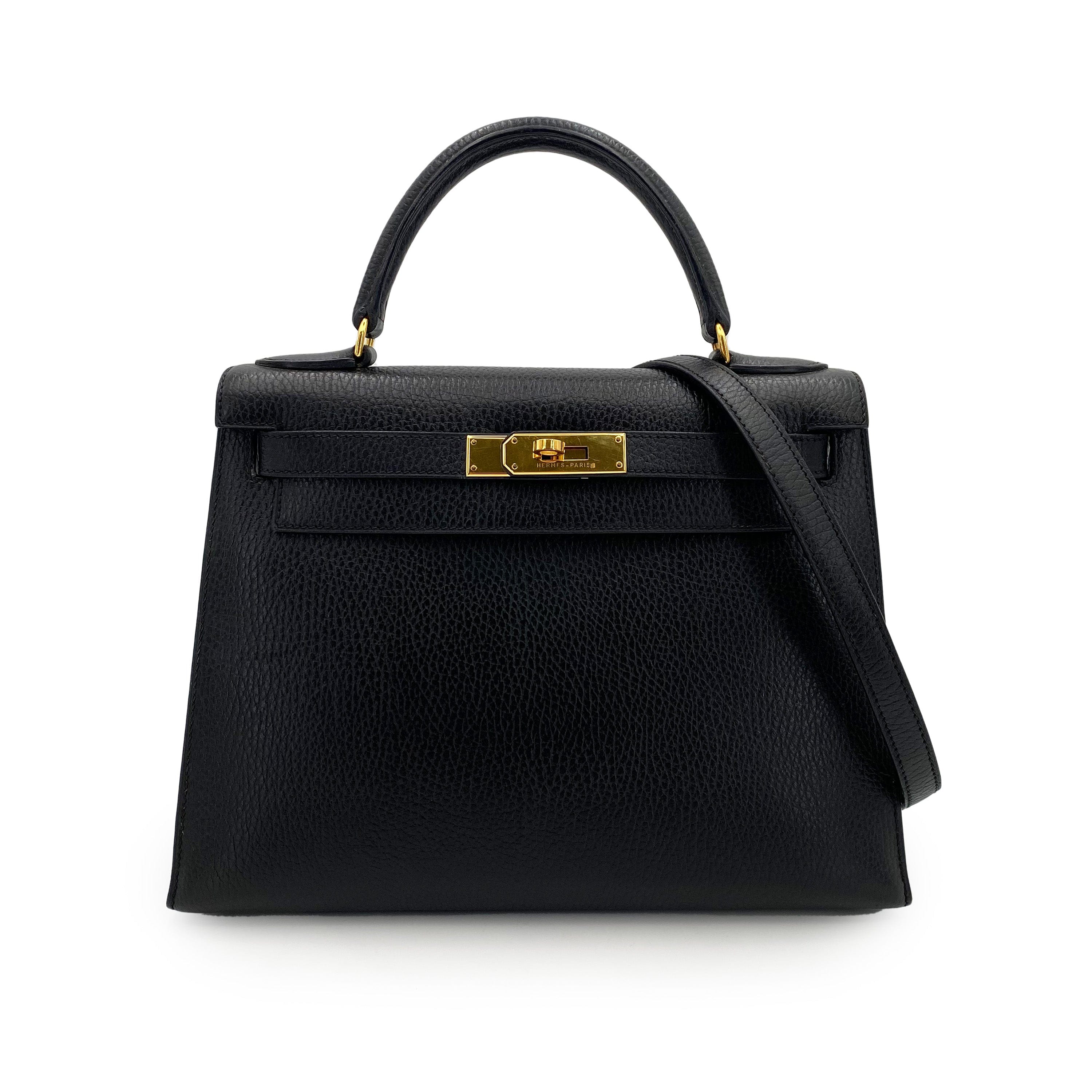 Hermès Hermès Vintage Kelly 28 Sellier Black Ardennes GHW #A 90242663