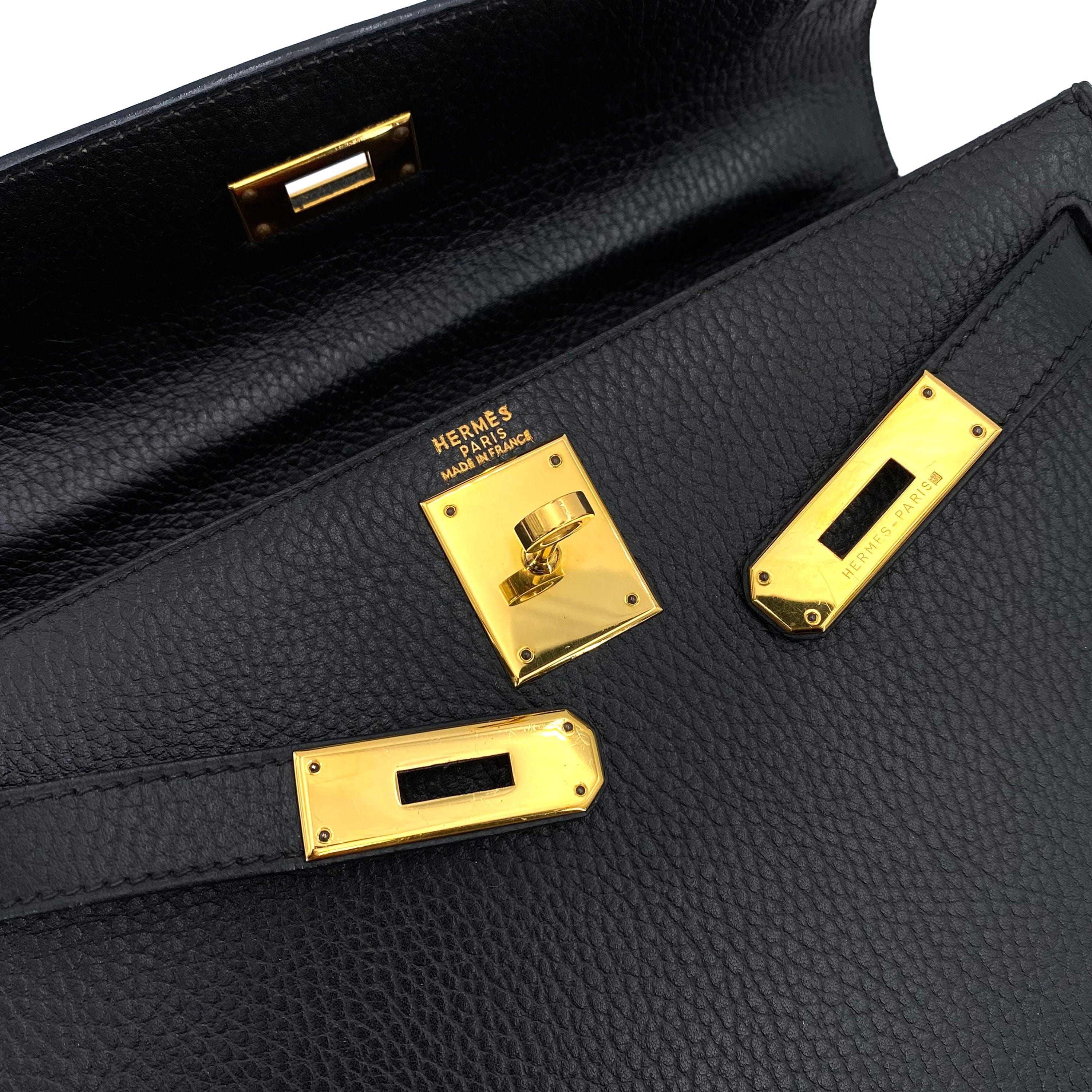 Hermès Hermès Vintage Kelly 28 Sellier Black Ardennes GHW #A 90242663