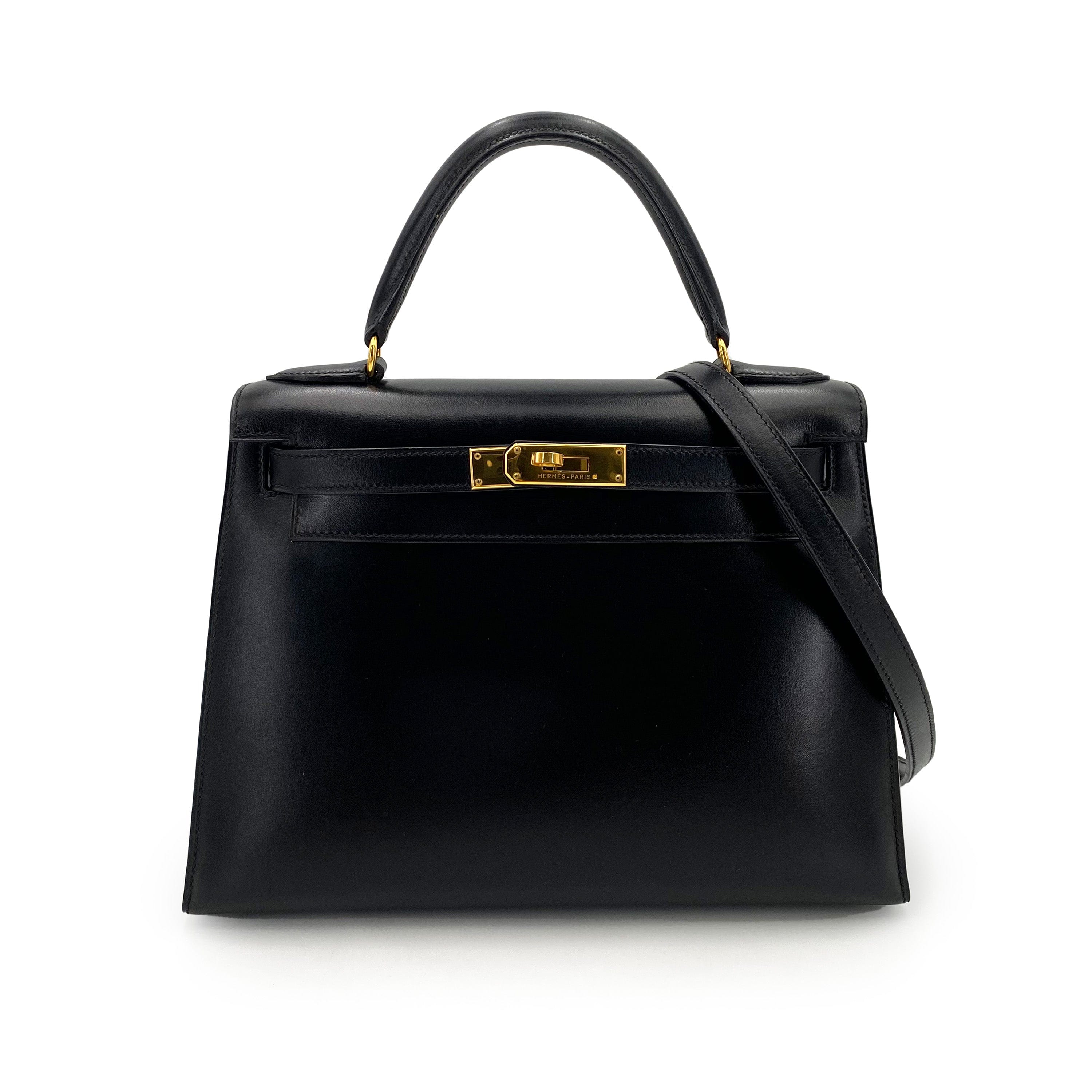 Hermès Hermès Vintage Kelly 28 Sellier Black Boxcalf GHW #Z 90243214