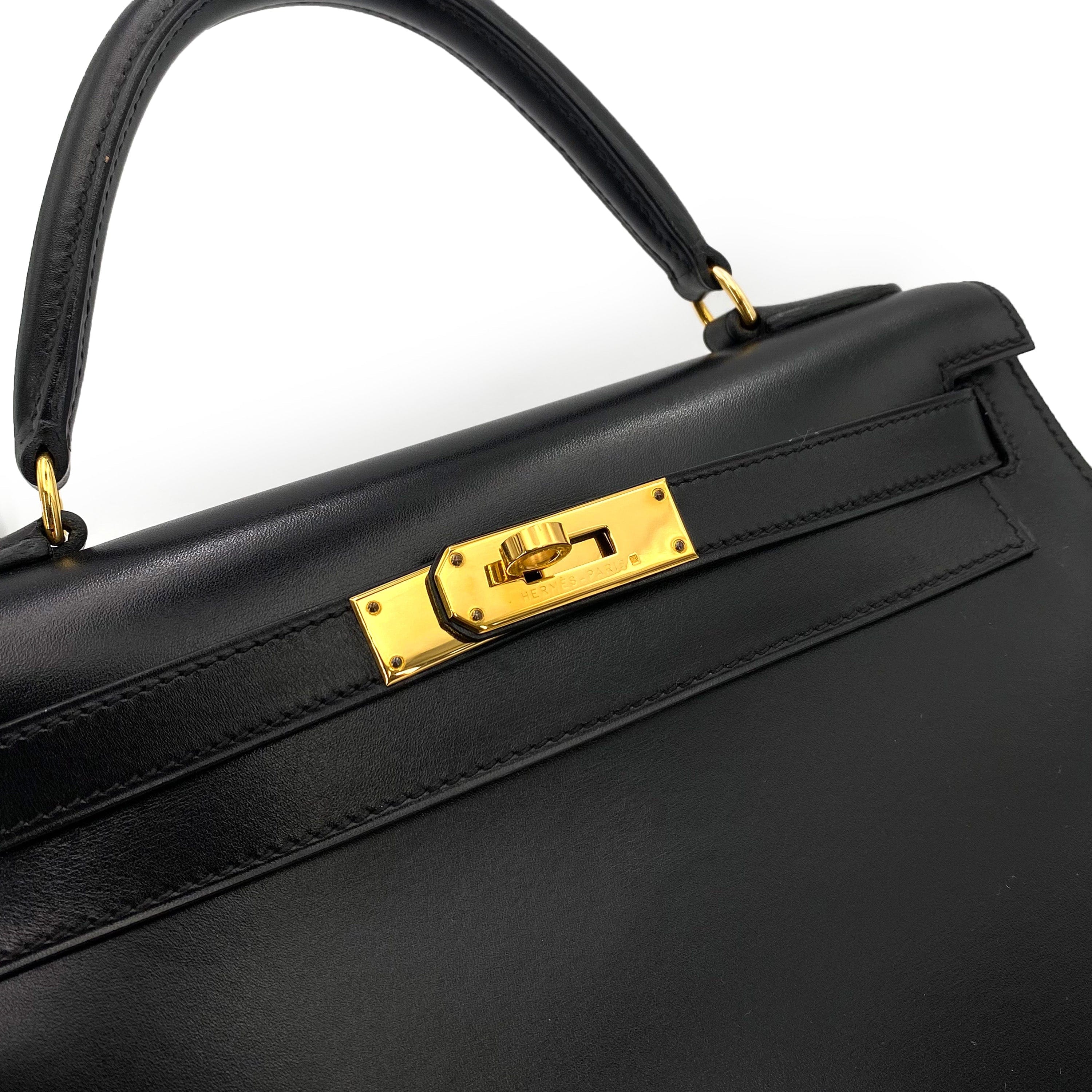 Hermès Hermès Vintage Kelly 28 Sellier Black Boxcalf GHW #Z 90243214