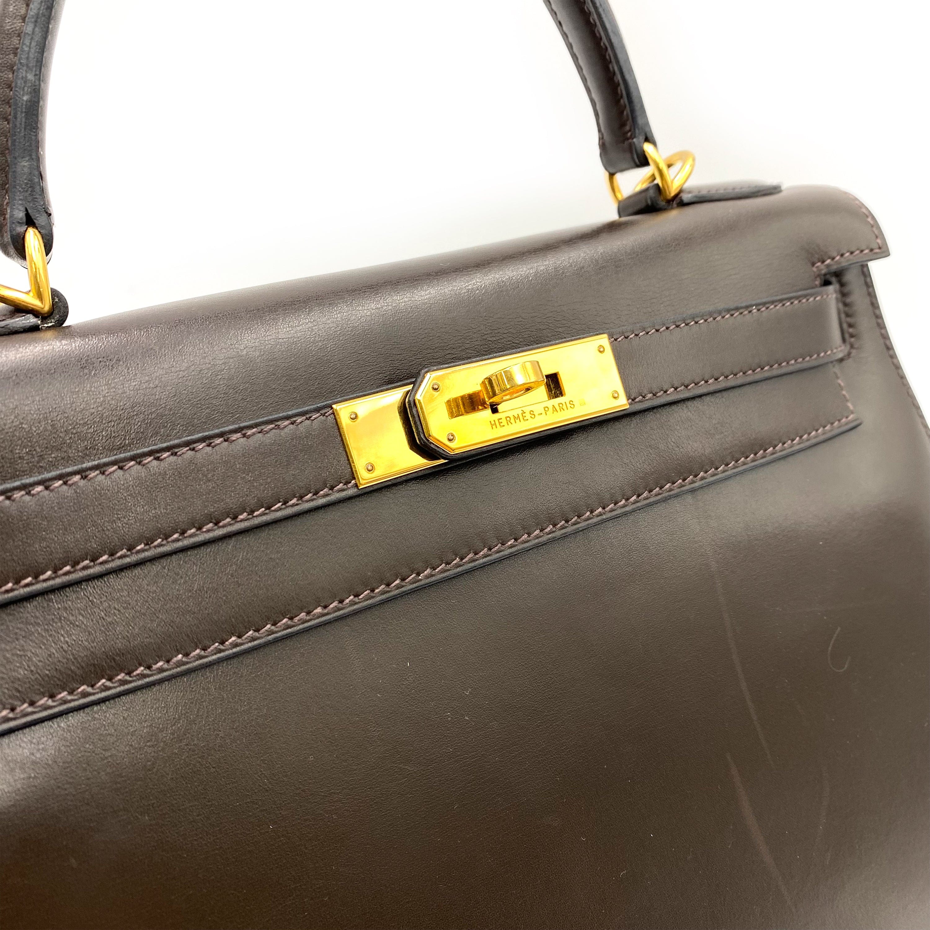 Hermès Hermès Vintage Kelly 28 Sellier Havanne Boxcalf GHWE 90235997