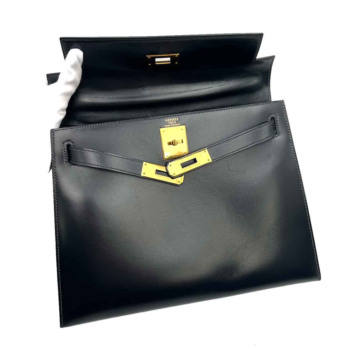 Hermès Hermès Vintage Kelly 28 Sellier Navy Boxcalf GHW #R 90234534