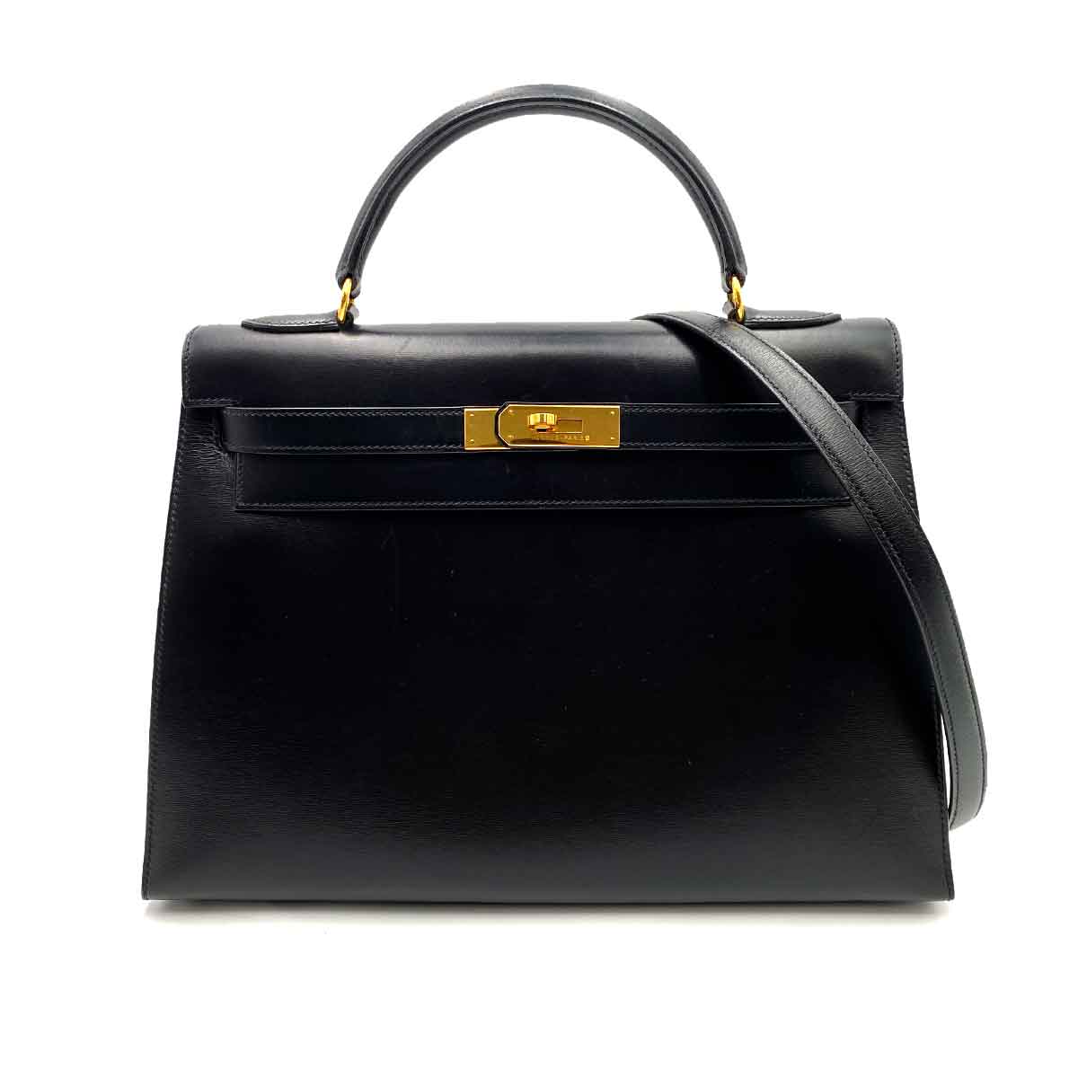 Hermès Hermes Vintage Kelly 32 Sellier Black Boxcalf GHW #Y 90228027