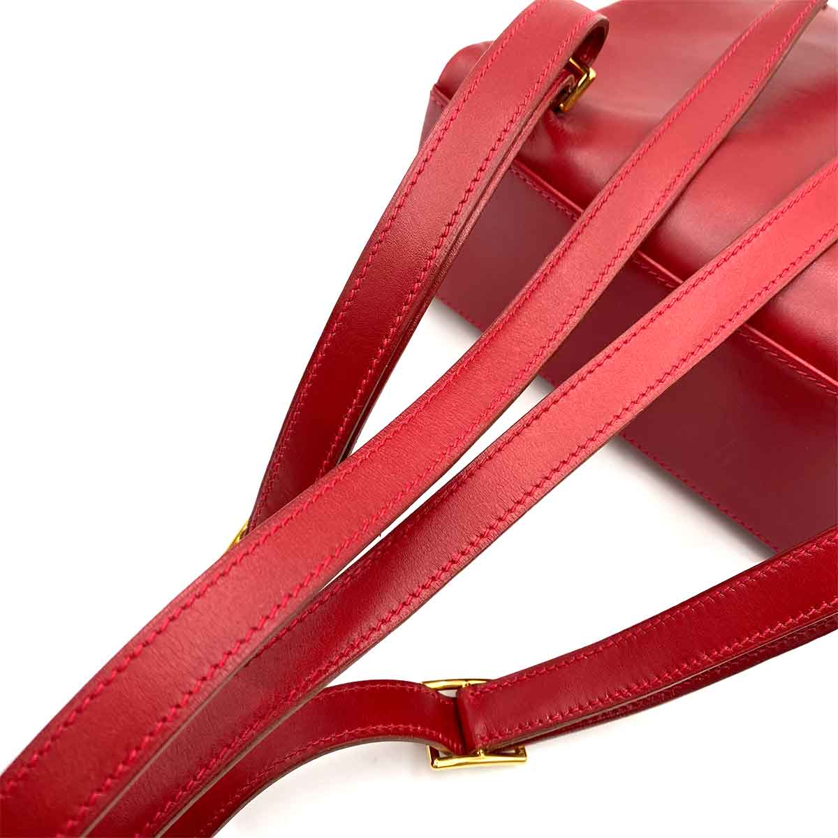 Hermès Hermes Vintage Kelly Ado Backpack PM Rouge Vif Boxcalf GHW #C 90232187